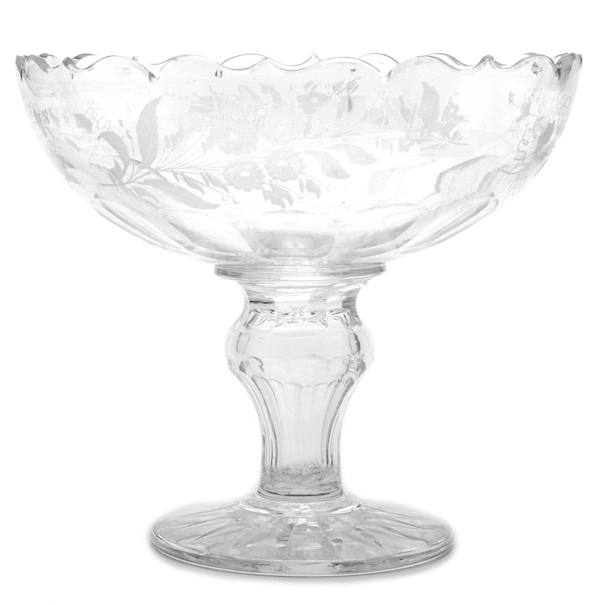 Etched Glass Compote