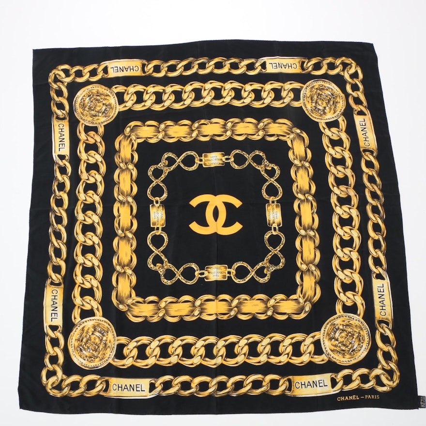 Chanel Chain Print Silk Scarf