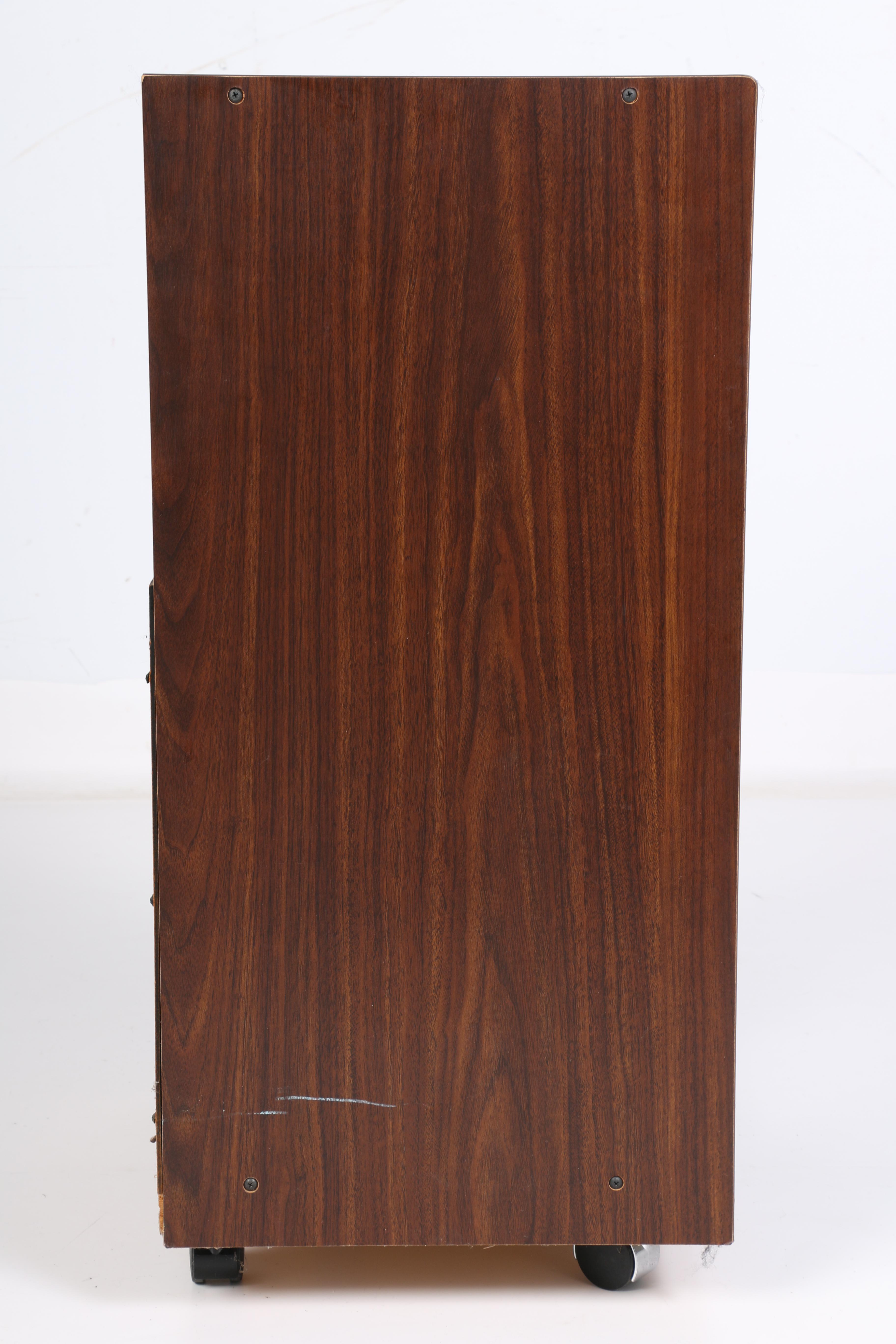 Vintage Sansui R-5 Stereo Receiver and D-95M Cassette Deck in Cabinet