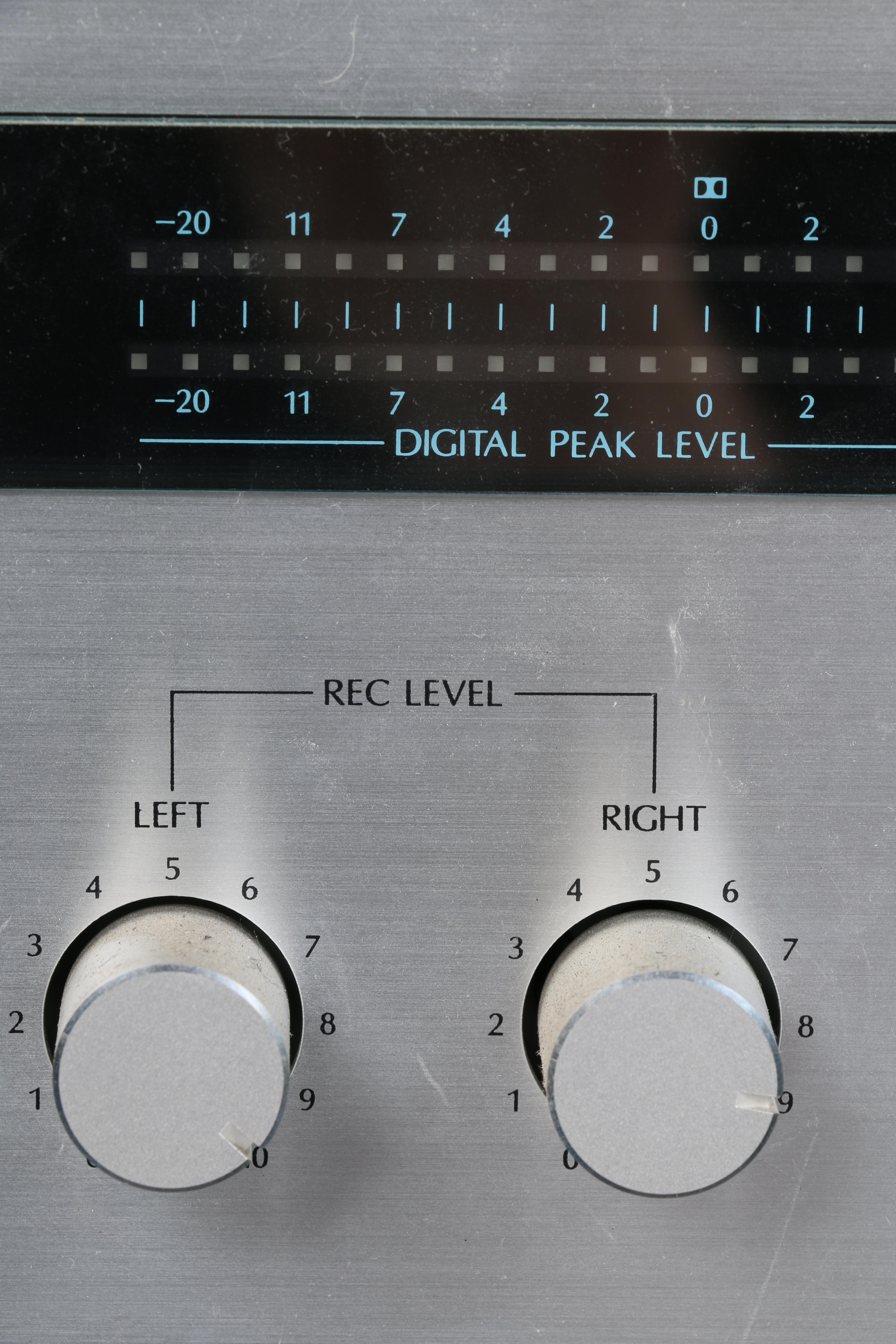 Vintage Sansui R-5 Stereo Receiver and D-95M Cassette Deck in Cabinet