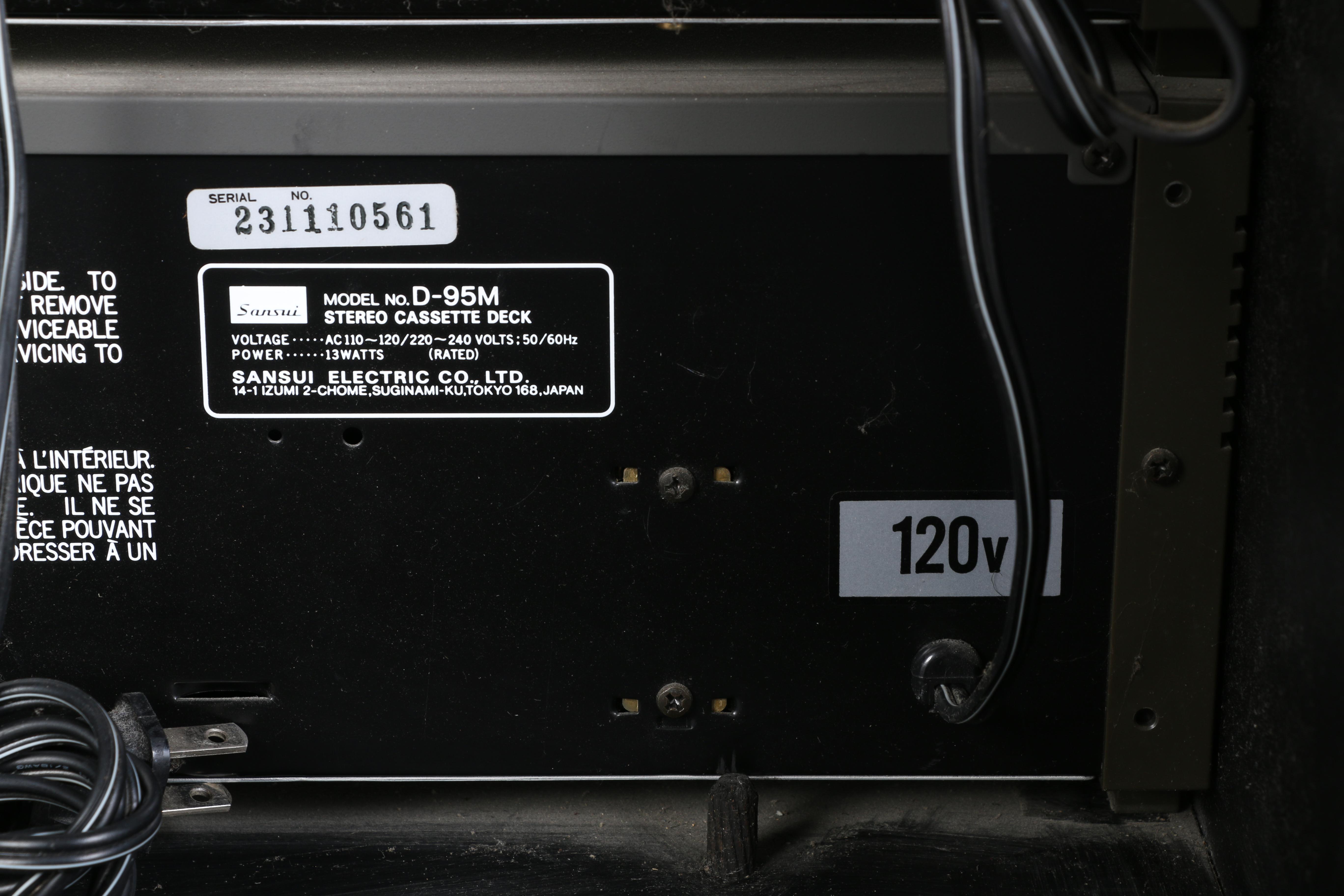 Vintage Sansui R-5 Stereo Receiver and D-95M Cassette Deck in Cabinet