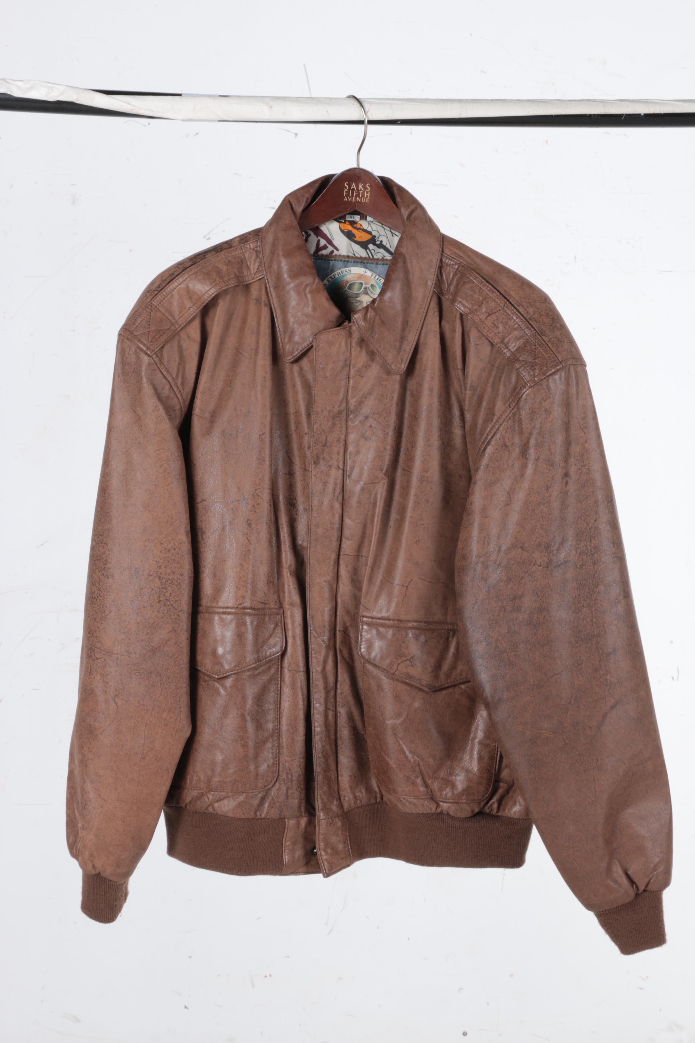 Durkee's Express Leather Flight Jacket and Philippe Monet Leather Jacket
