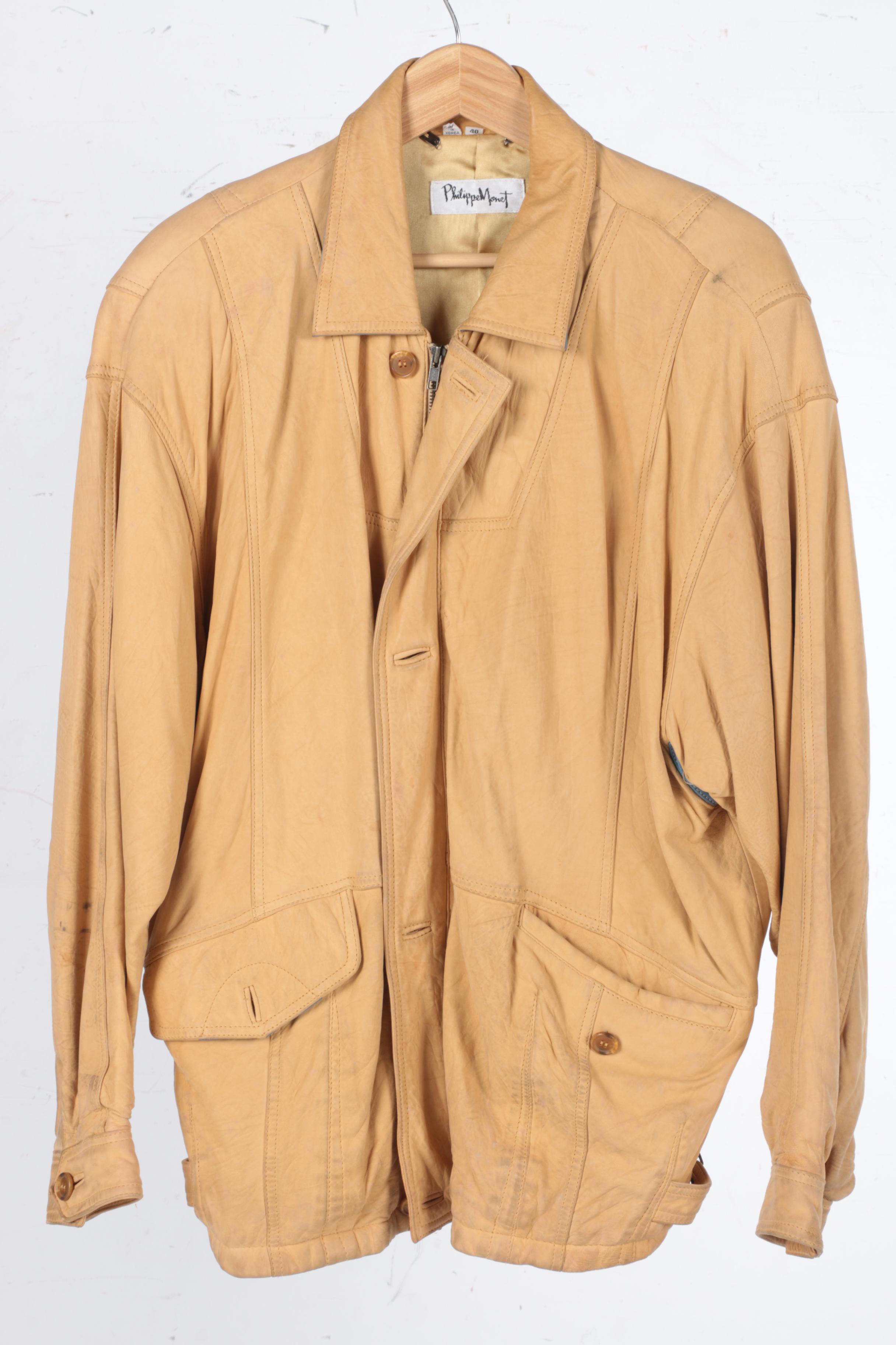 Durkee's Express Leather Flight Jacket and Philippe Monet Leather Jacket