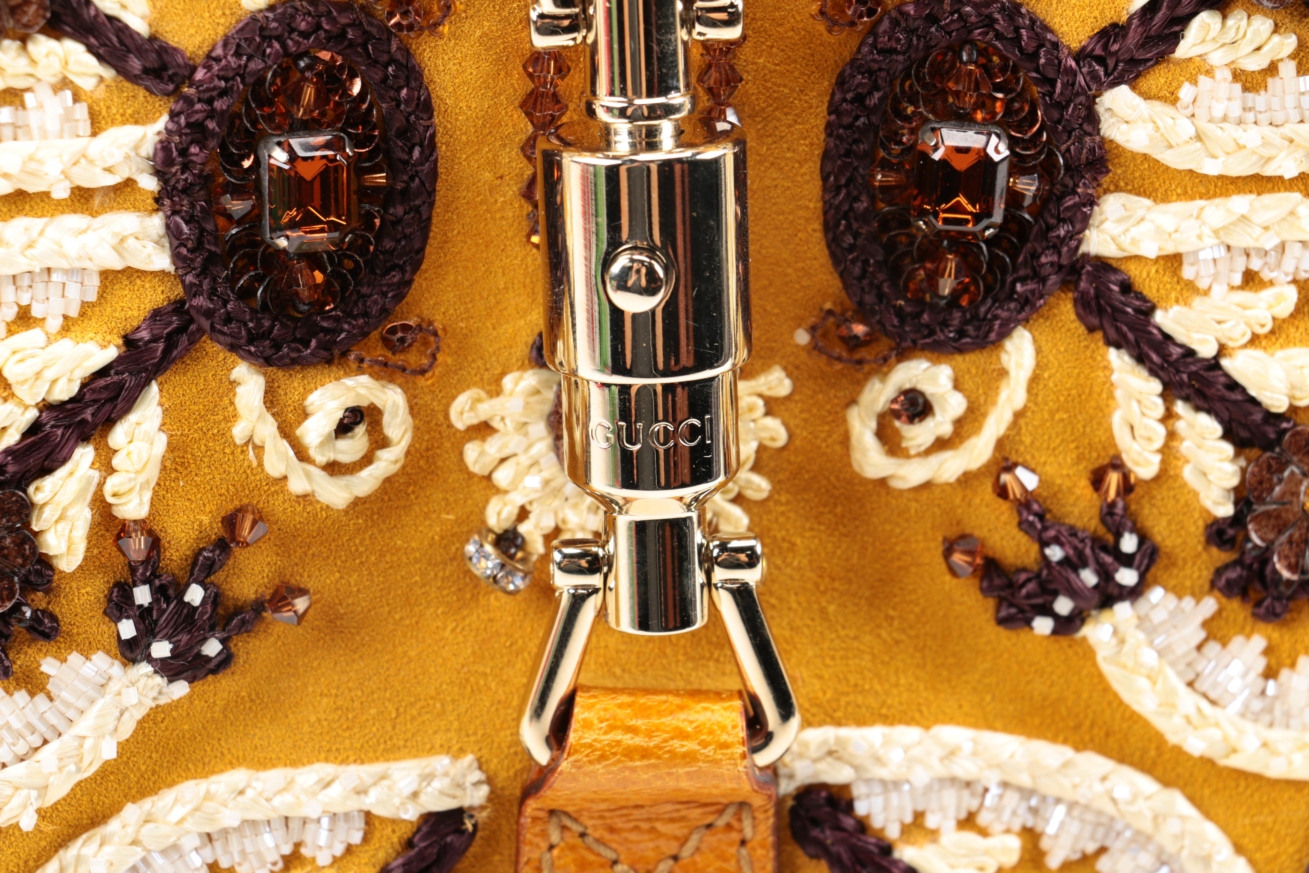 Gucci Yellow Embellished Suede Jackie O Bouvier Handbag