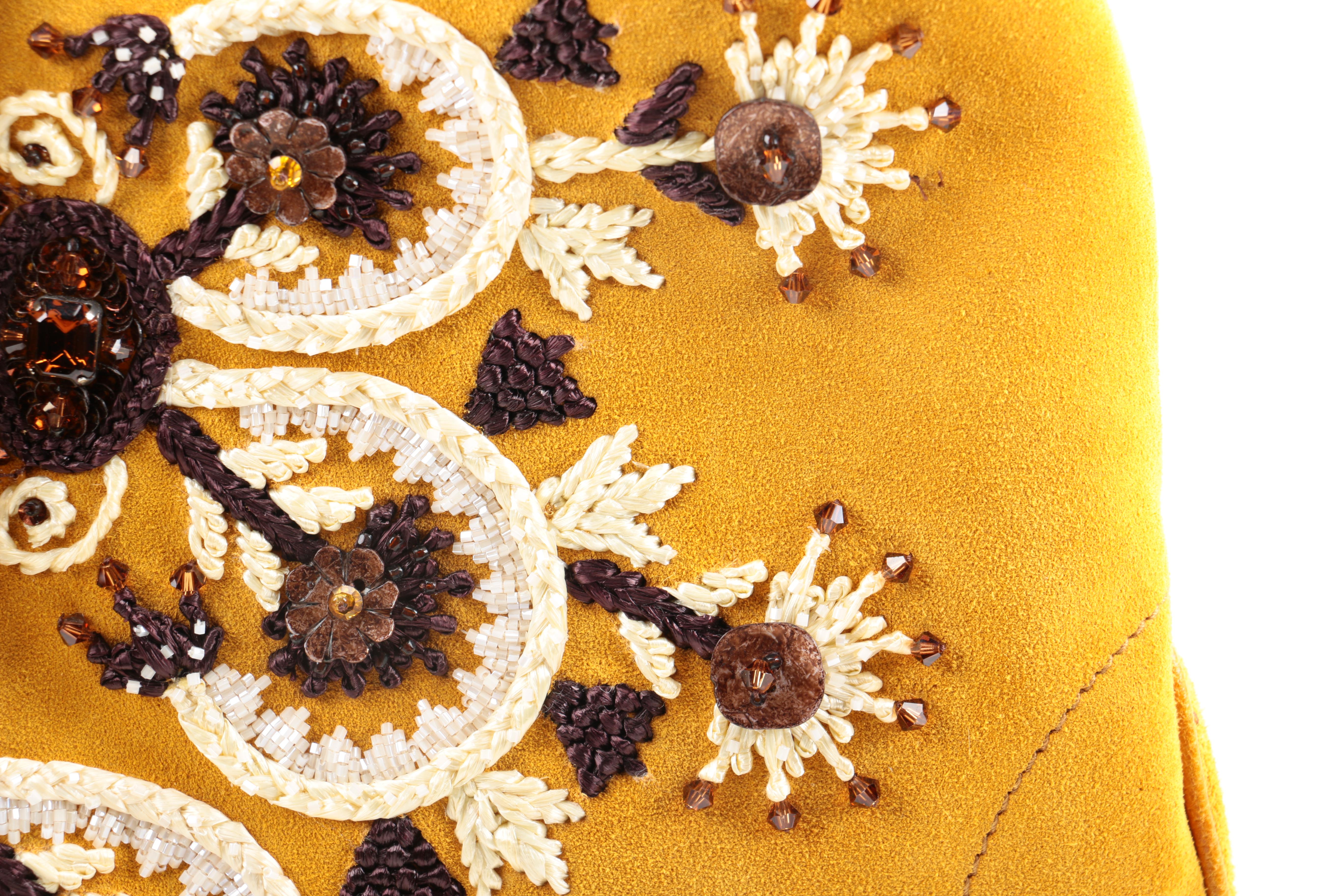 Gucci Yellow Embellished Suede Jackie O Bouvier Handbag