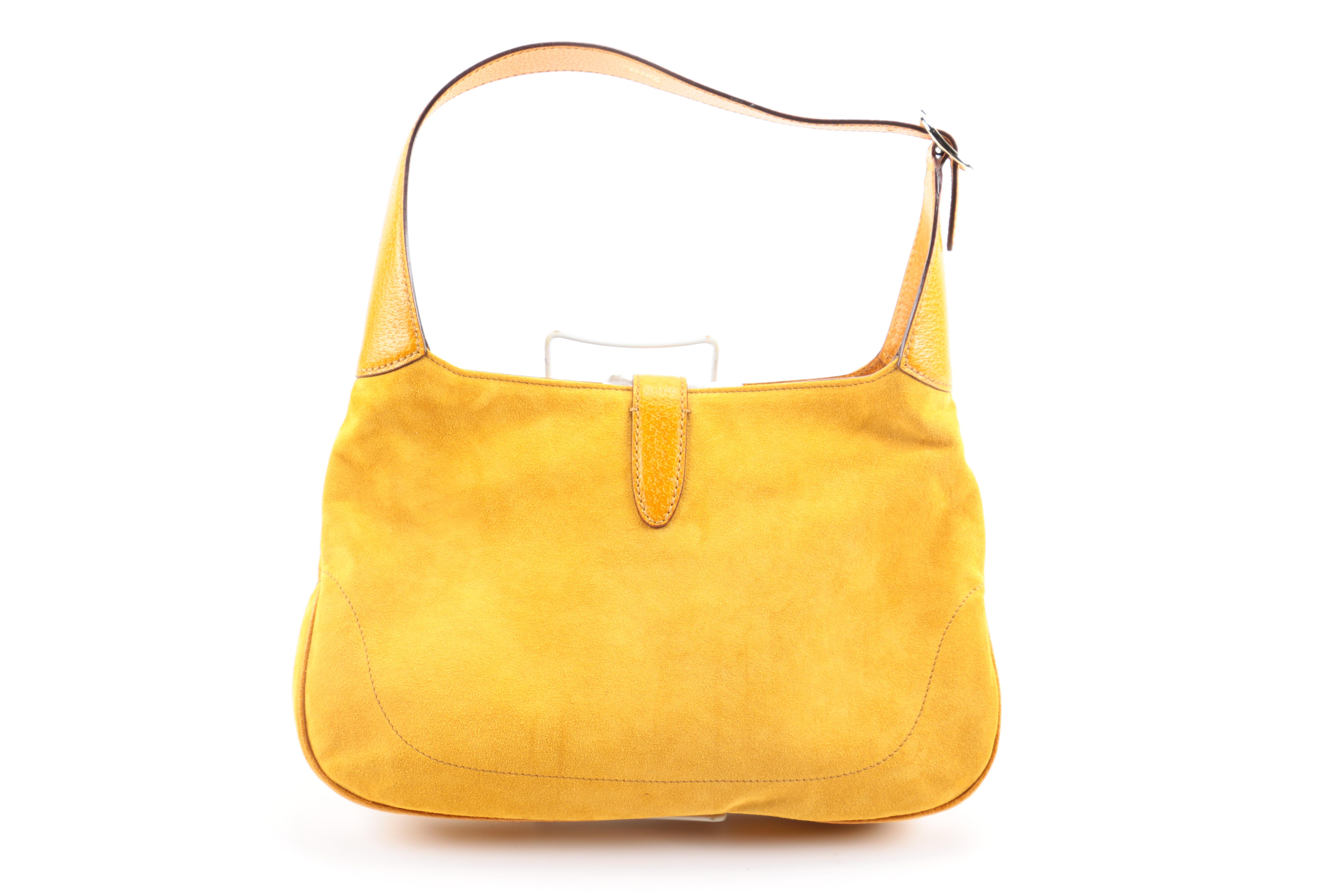 Gucci Yellow Embellished Suede Jackie O Bouvier Handbag