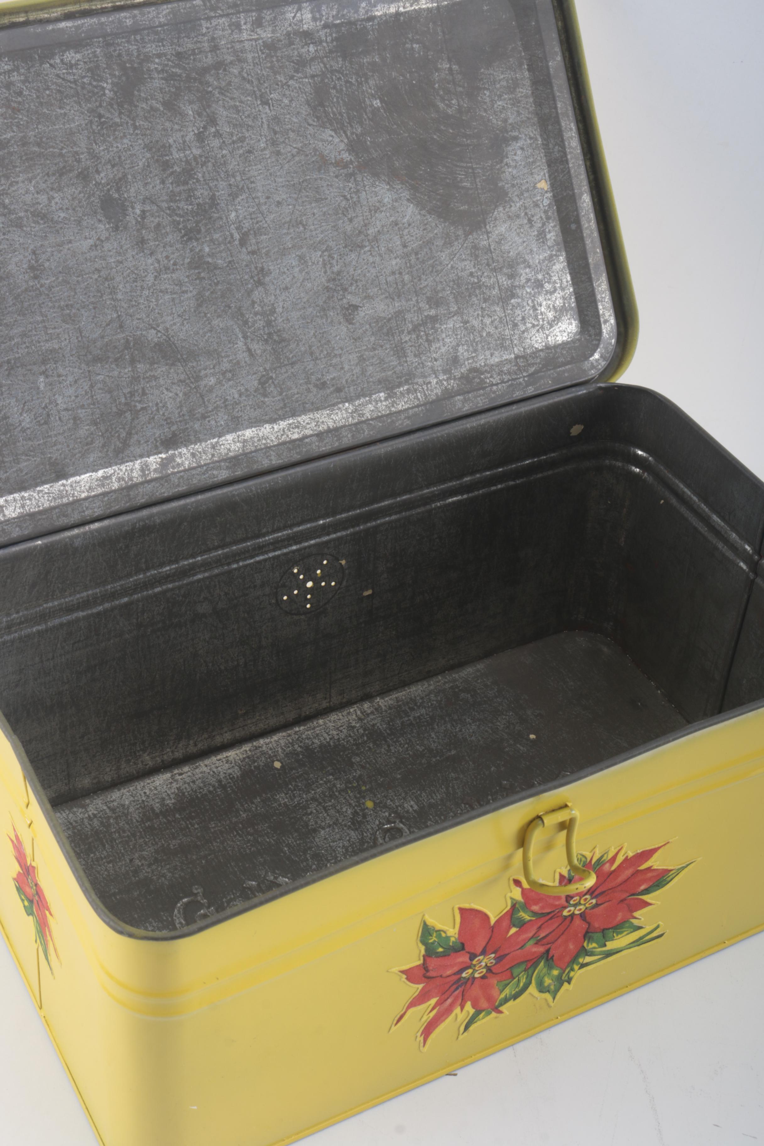 Vintage Golden Cookies "Bread" Tin and "Patriotic Picnic Basket" Tin