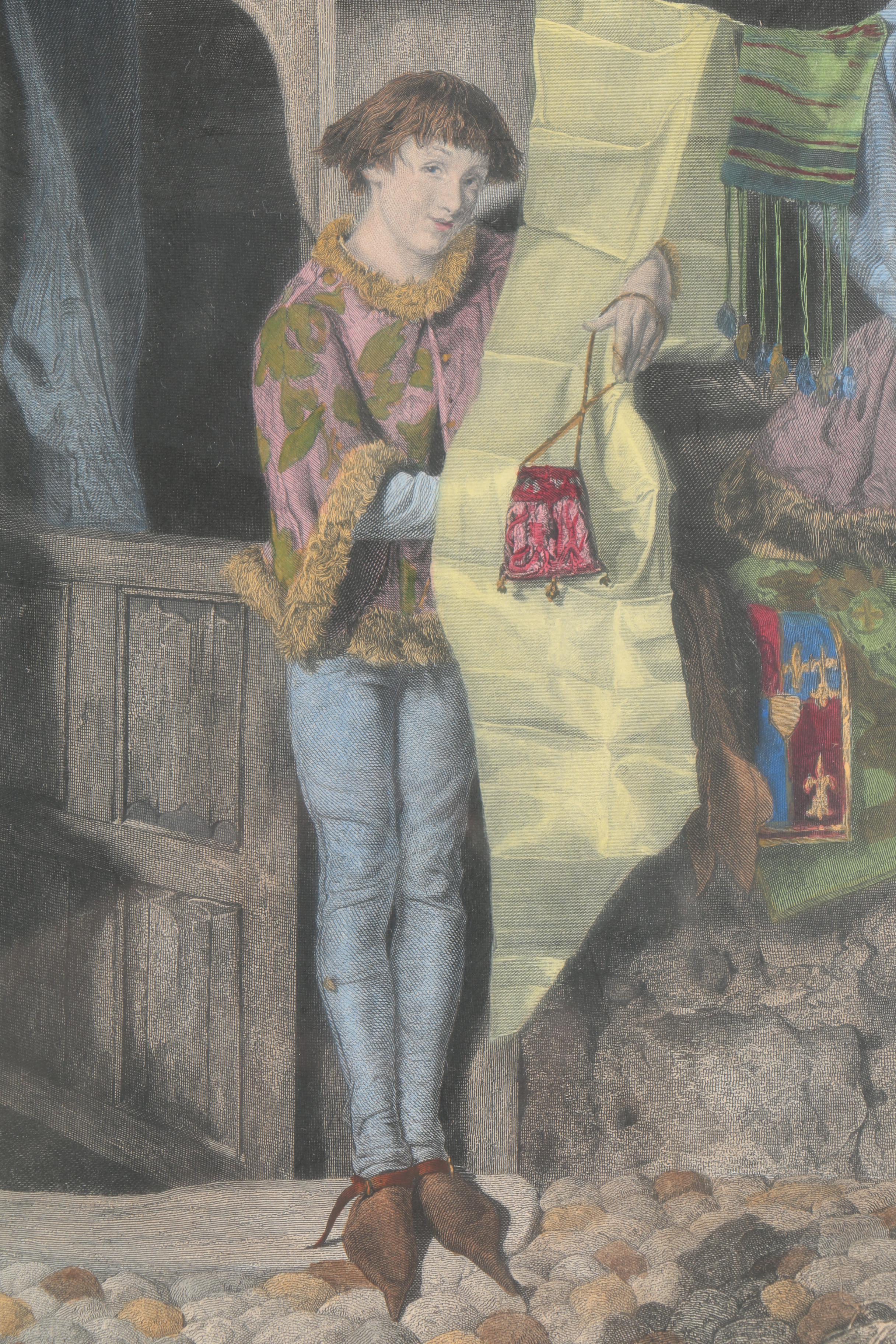 Hand Colored Wood Engraving "What D'Ye Lack, Madam? What D'Ye Lack?"