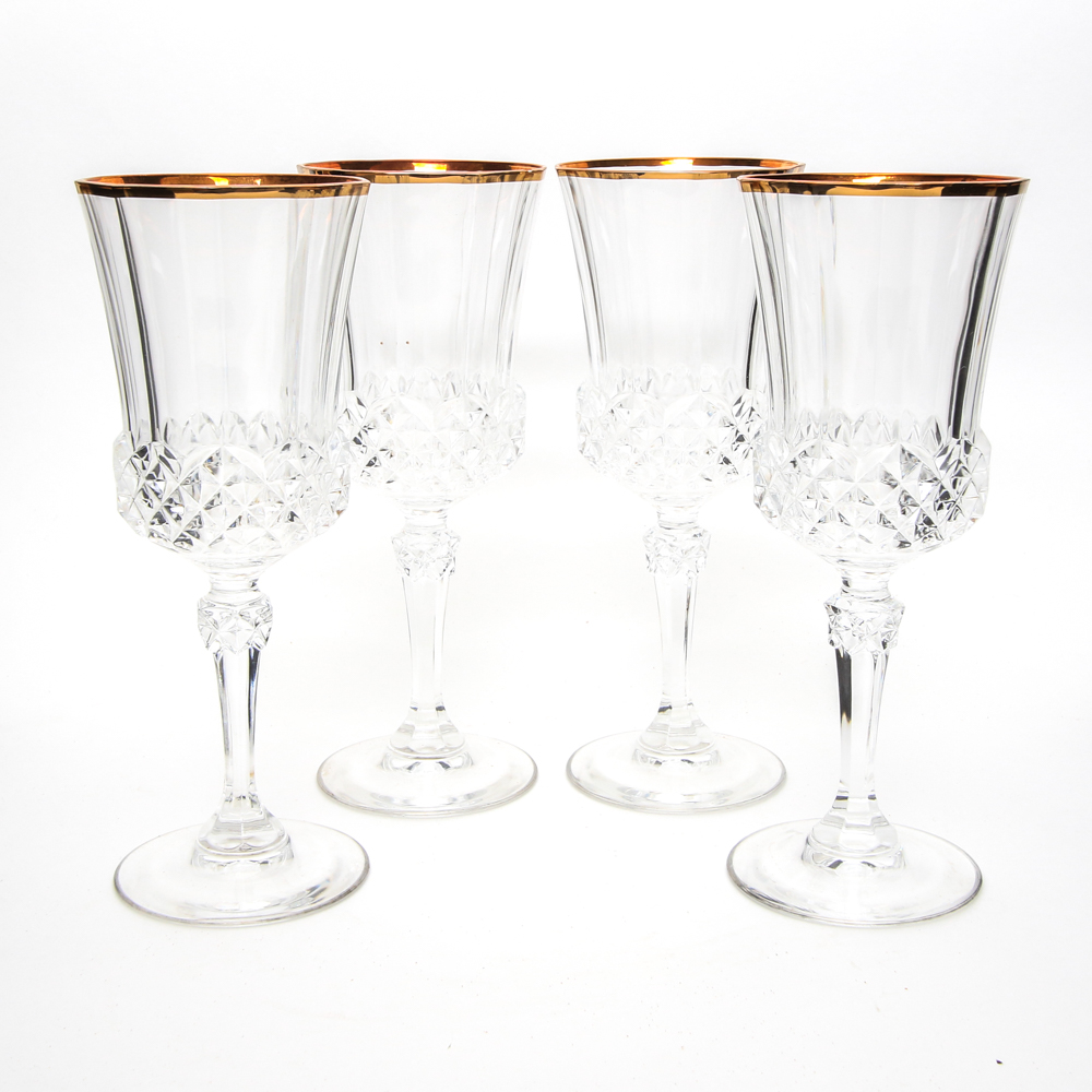 Four Crystal Glasses with Gilt Trim