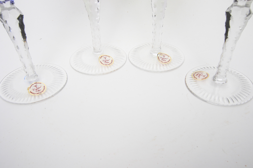 Four Cut to Clear Crystal Champagne Flutes