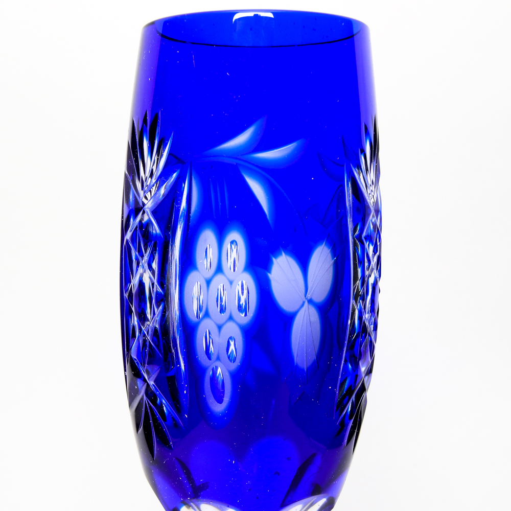 Four Cut to Clear Crystal Champagne Flutes