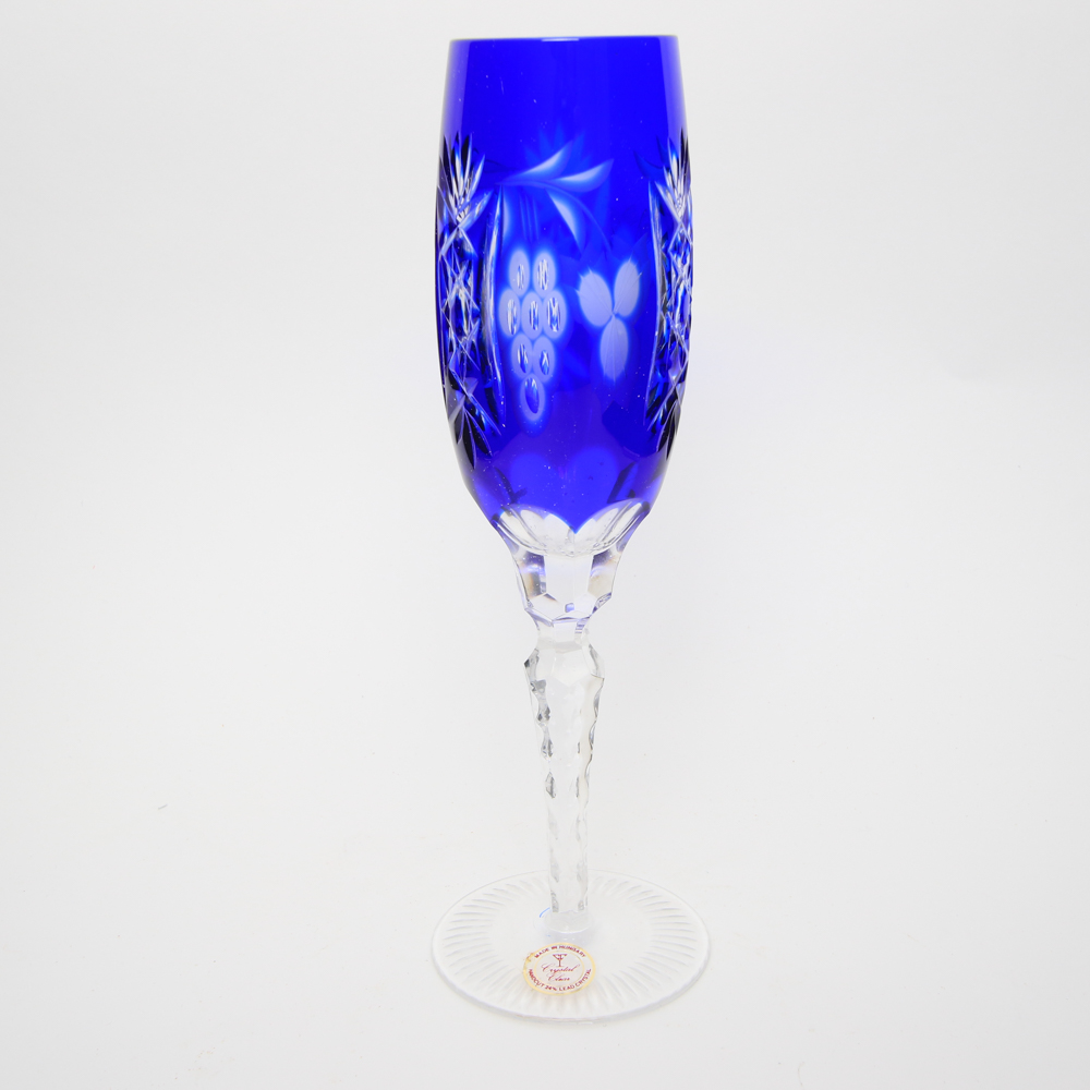 Four Cut to Clear Crystal Champagne Flutes