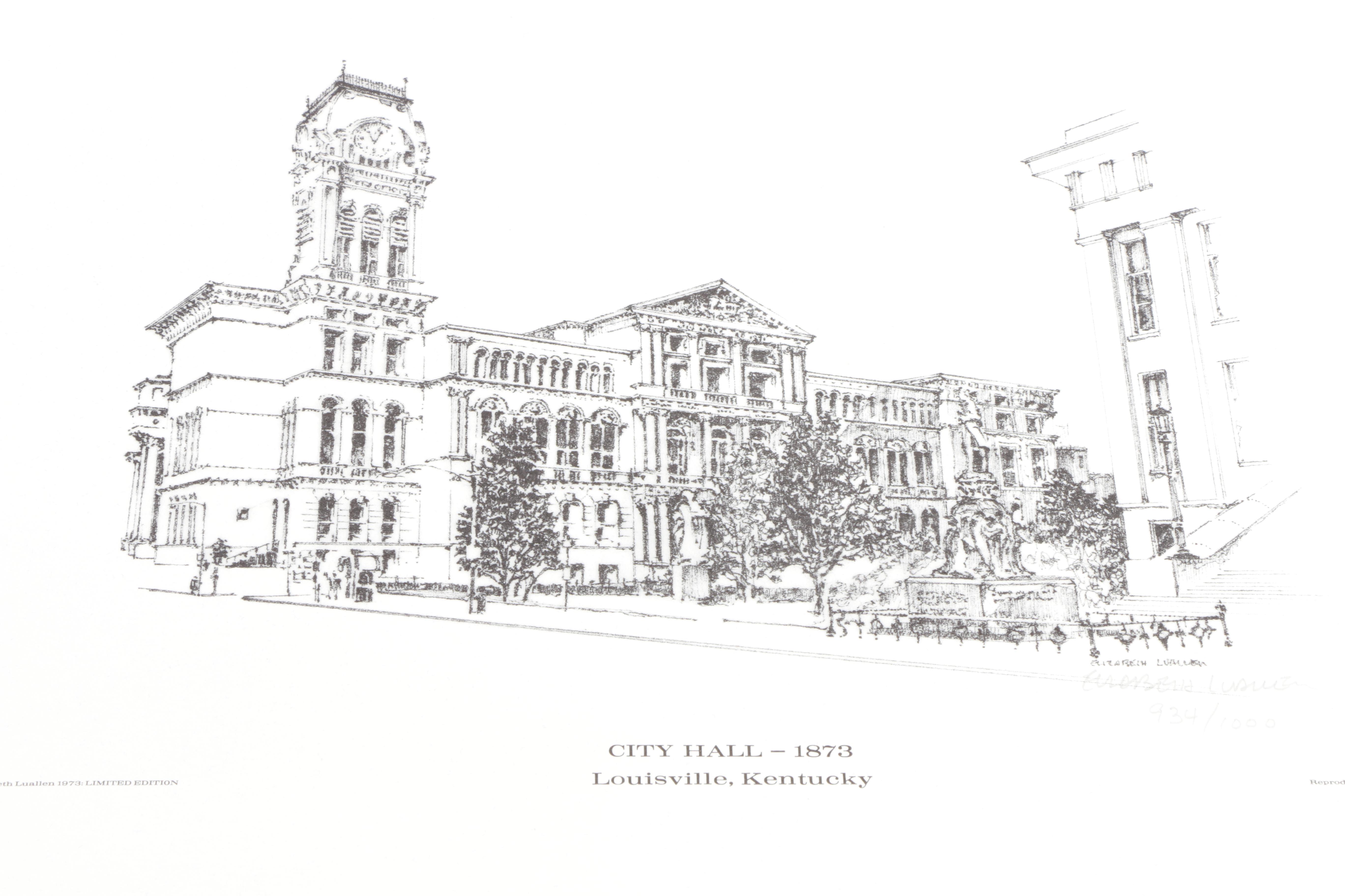 Elizabeth Luallen Limited Edition Offset Lithographs of Louisville Kentucky Landmarks