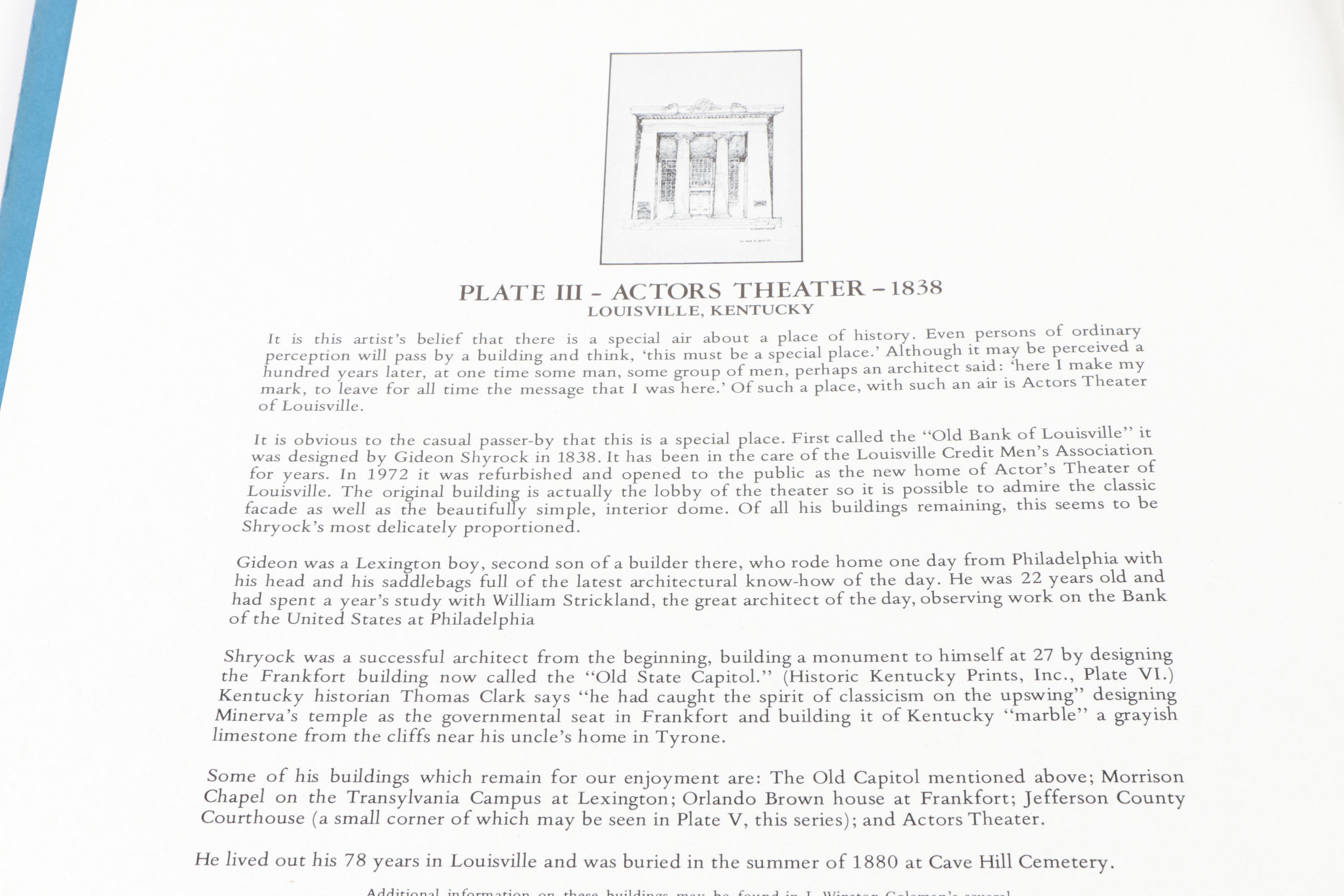 Elizabeth Luallen Limited Edition Offset Lithographs of Louisville Kentucky Landmarks