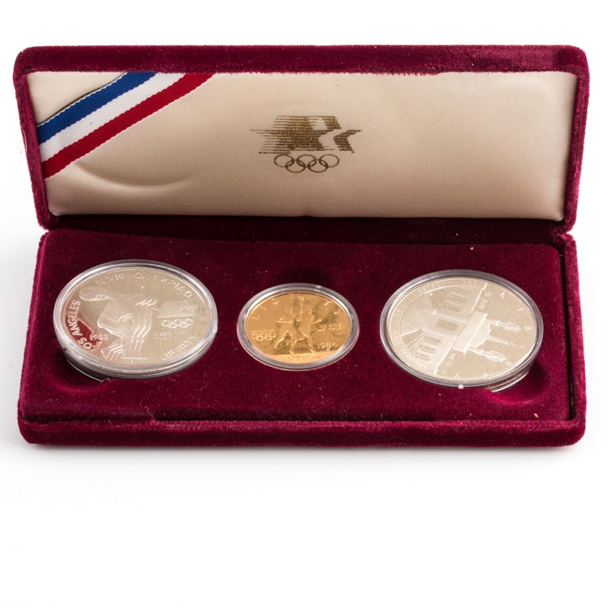 1984 Proof Set of Olympic Gold and Silver Commemorative Coins