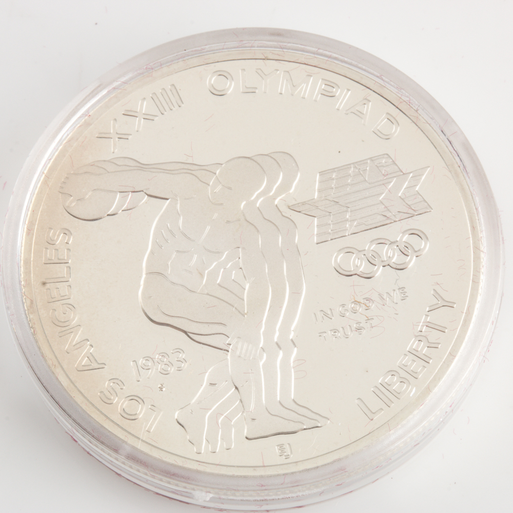 Set of Two 1983 Los Angeles Olympics Proof Commemorative Silver Dollars