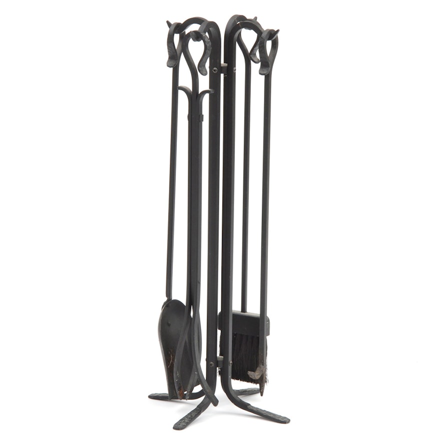 Wrought Iron Fireplace Tools with Stand