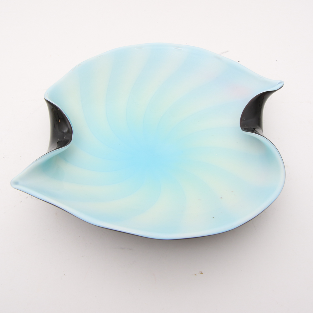 Modernist Handblown Art Glass Dish
