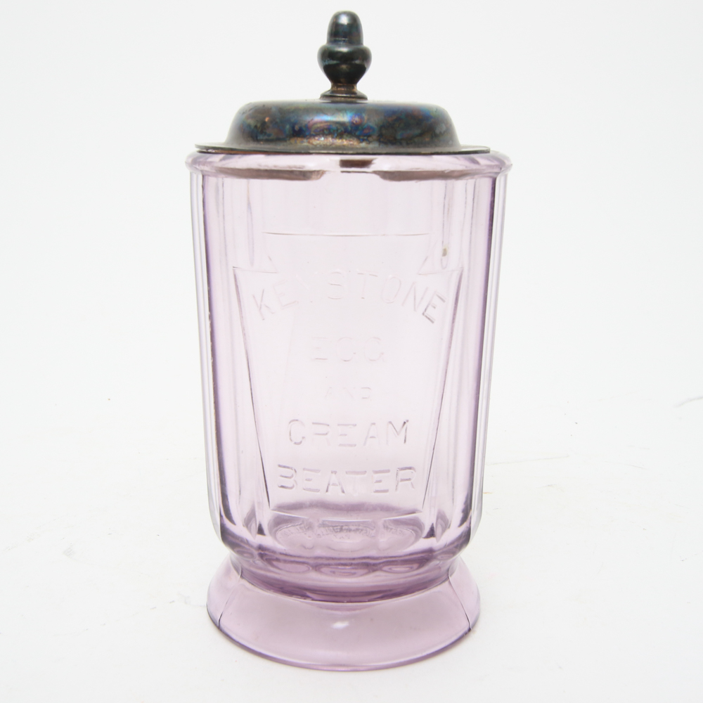 Vintage Keystone Egg and Cream Amethyst Glass Beater