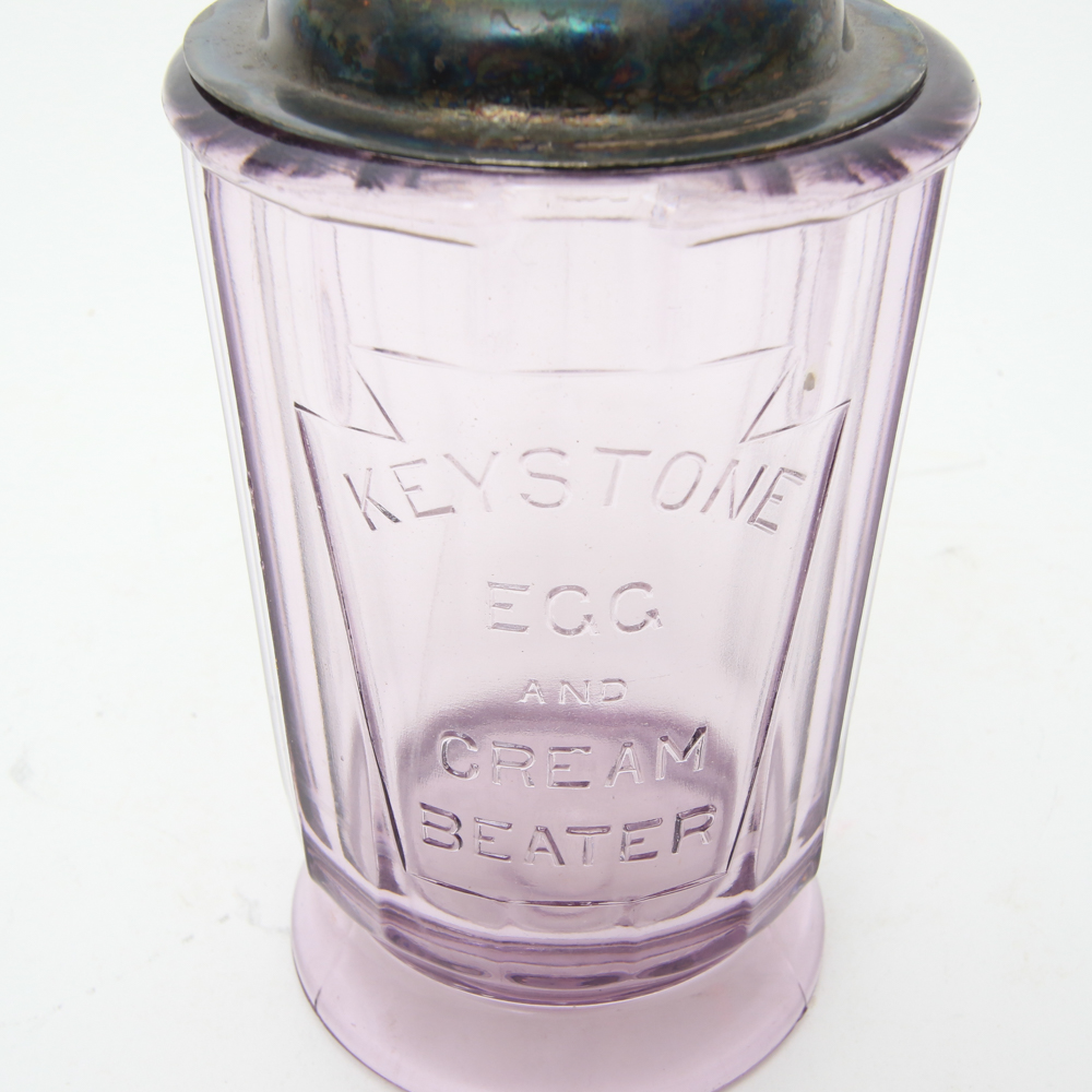Vintage Keystone Egg and Cream Amethyst Glass Beater