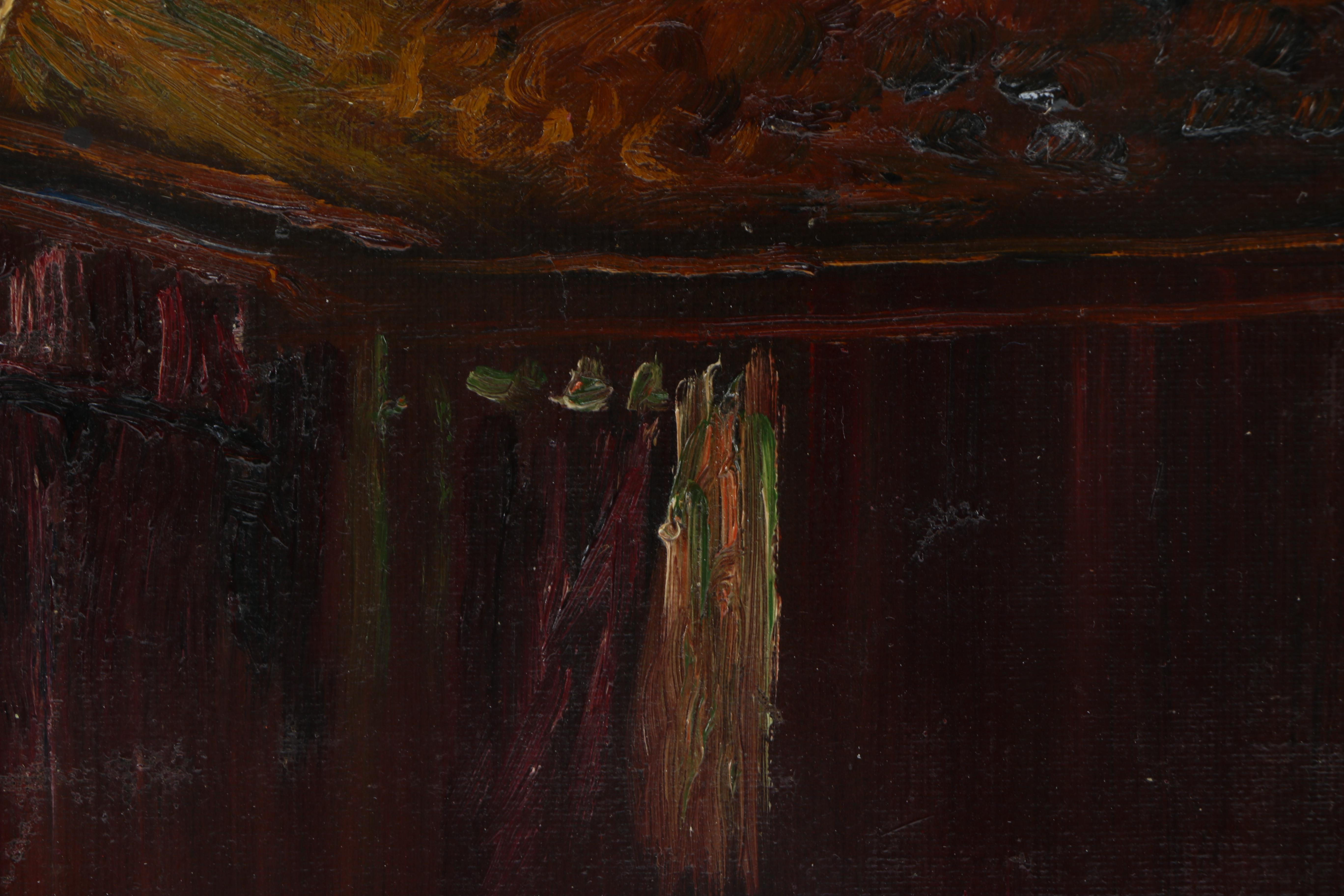 Early 20th Century Oil Painting on Canvas Board of Artists Painting a Nude Figure