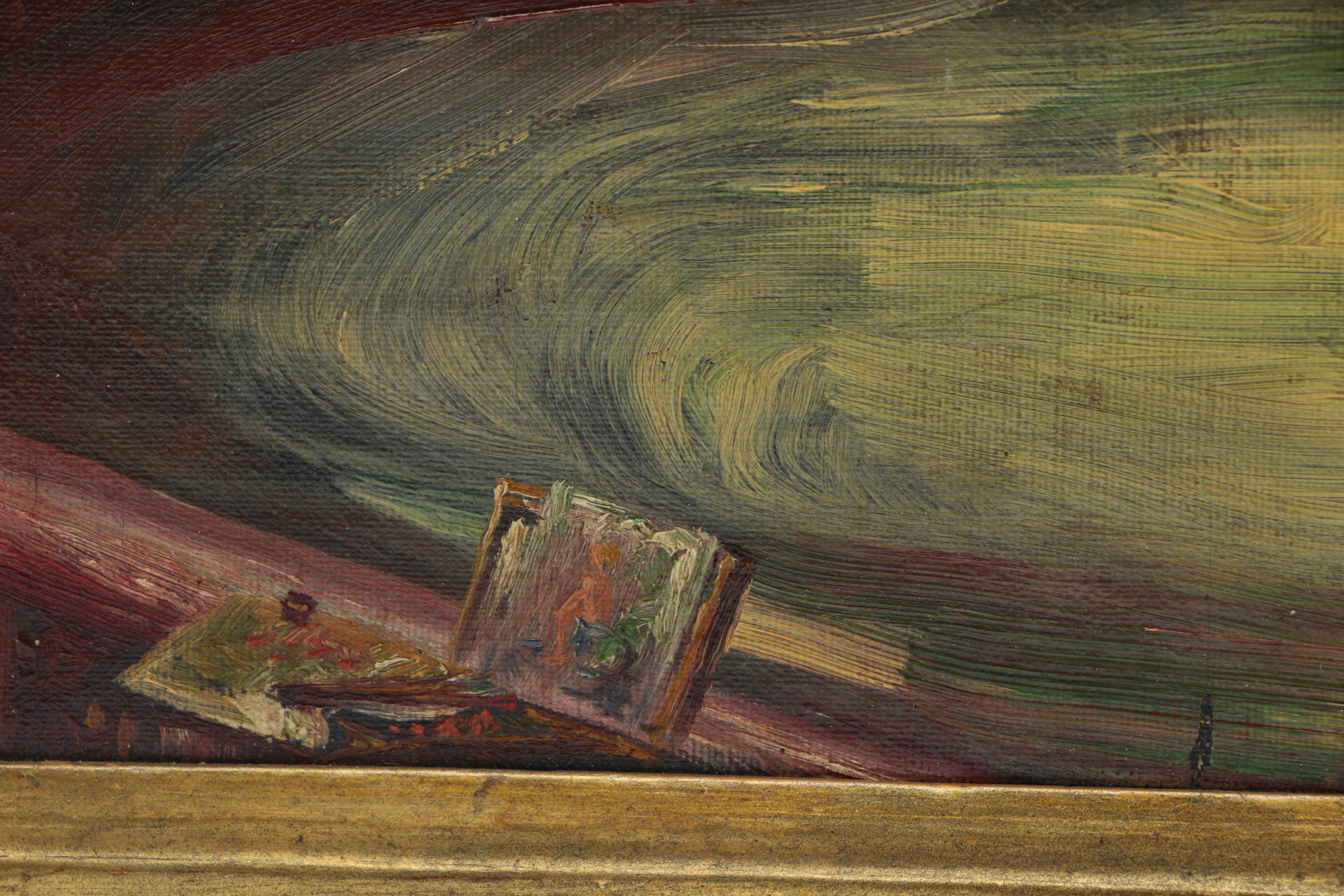 Early 20th Century Oil Painting on Canvas Board of Artists Painting a Nude Figure