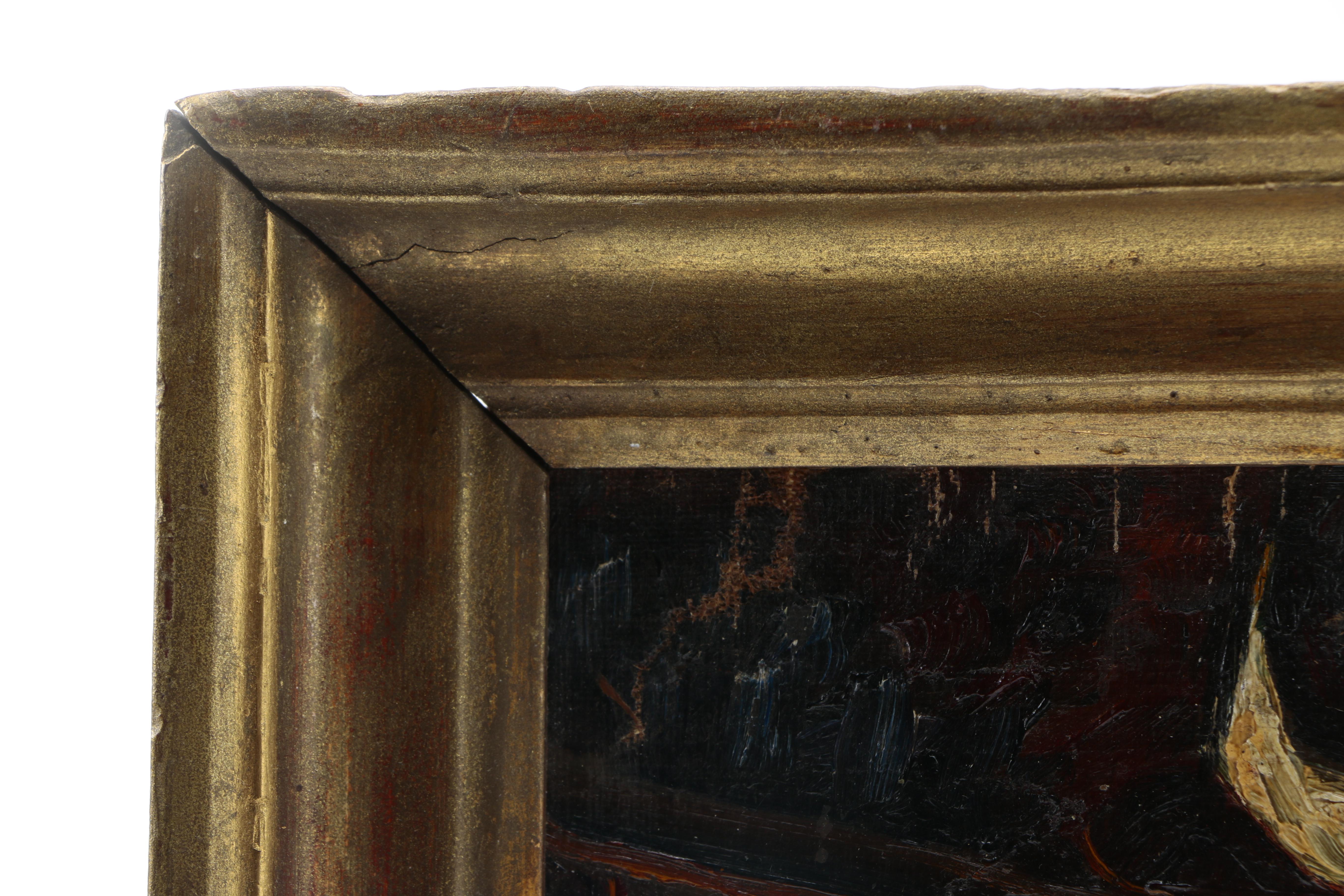 Early 20th Century Oil Painting on Canvas Board of Artists Painting a Nude Figure