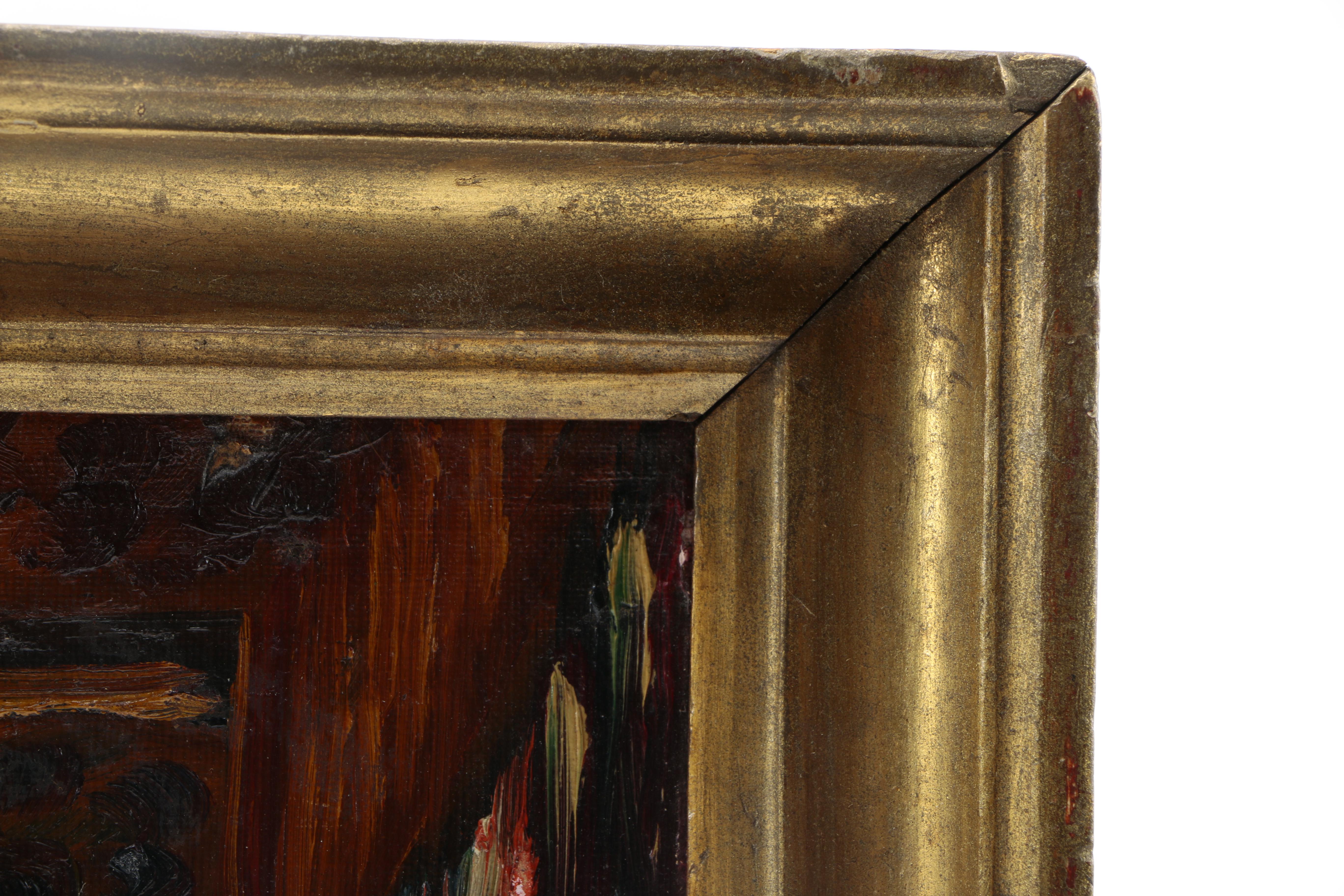 Early 20th Century Oil Painting on Canvas Board of Artists Painting a Nude Figure