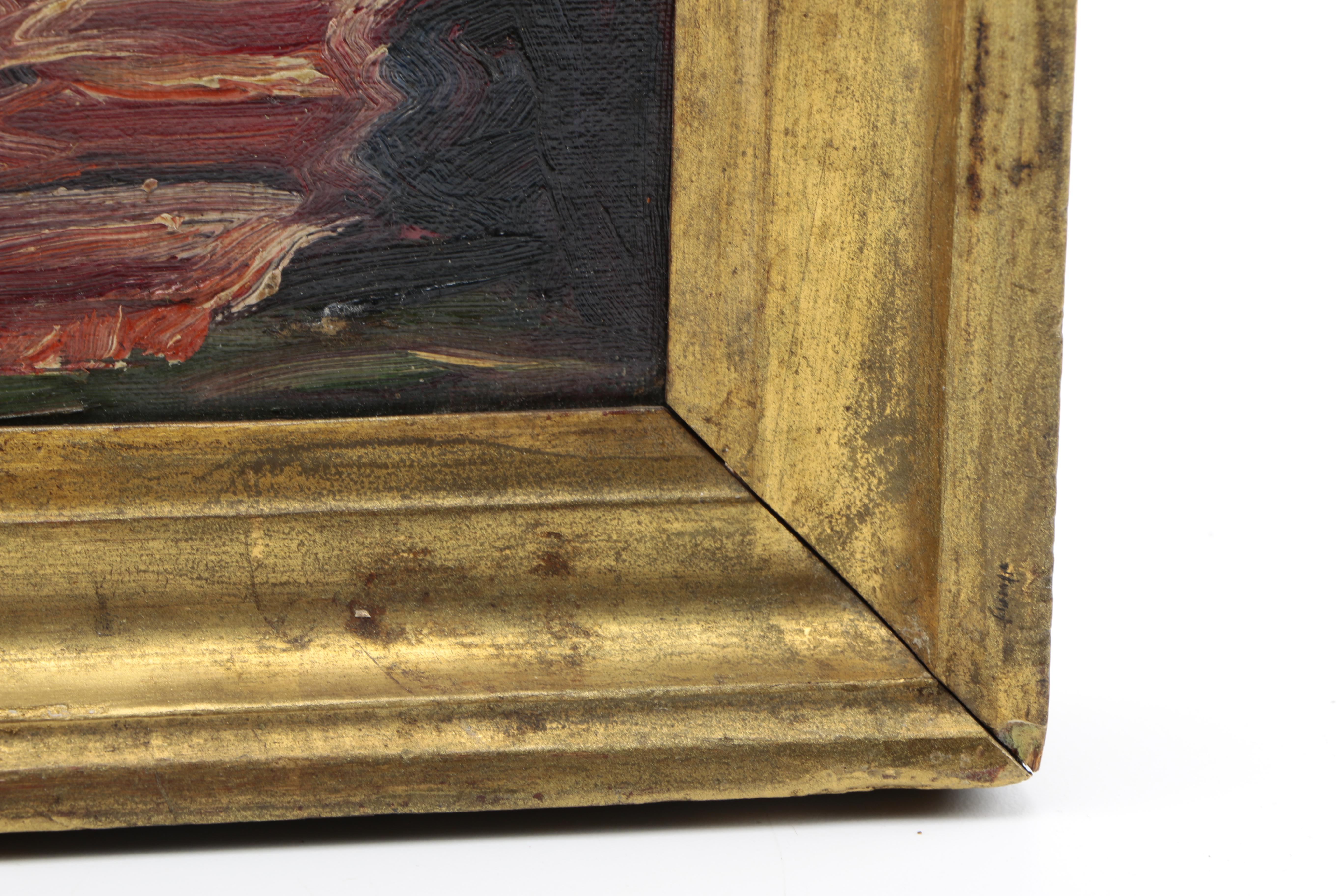 Early 20th Century Oil Painting on Canvas Board of Artists Painting a Nude Figure