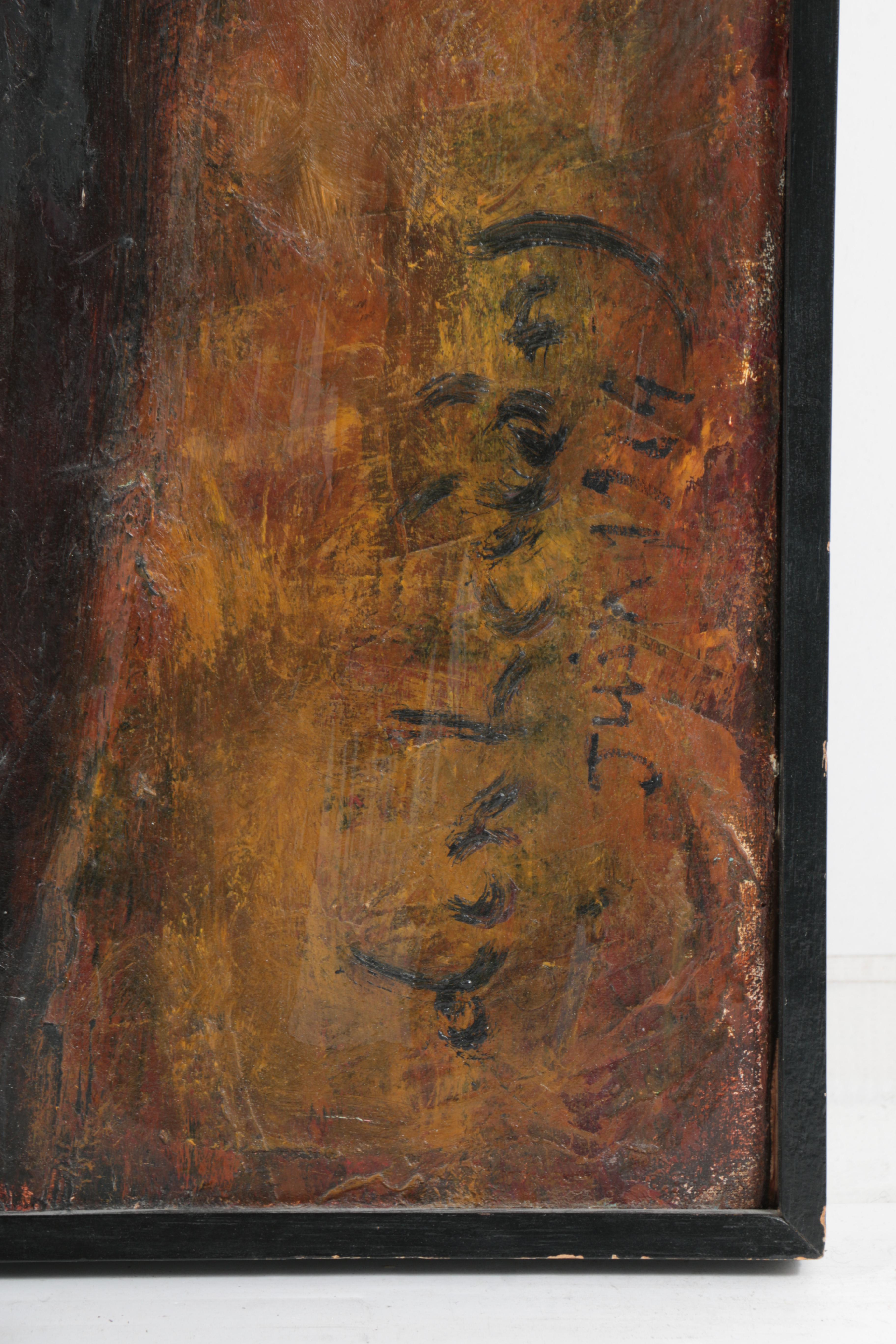 1964 French Acrylic Painting on Canvas of Musicians Performing