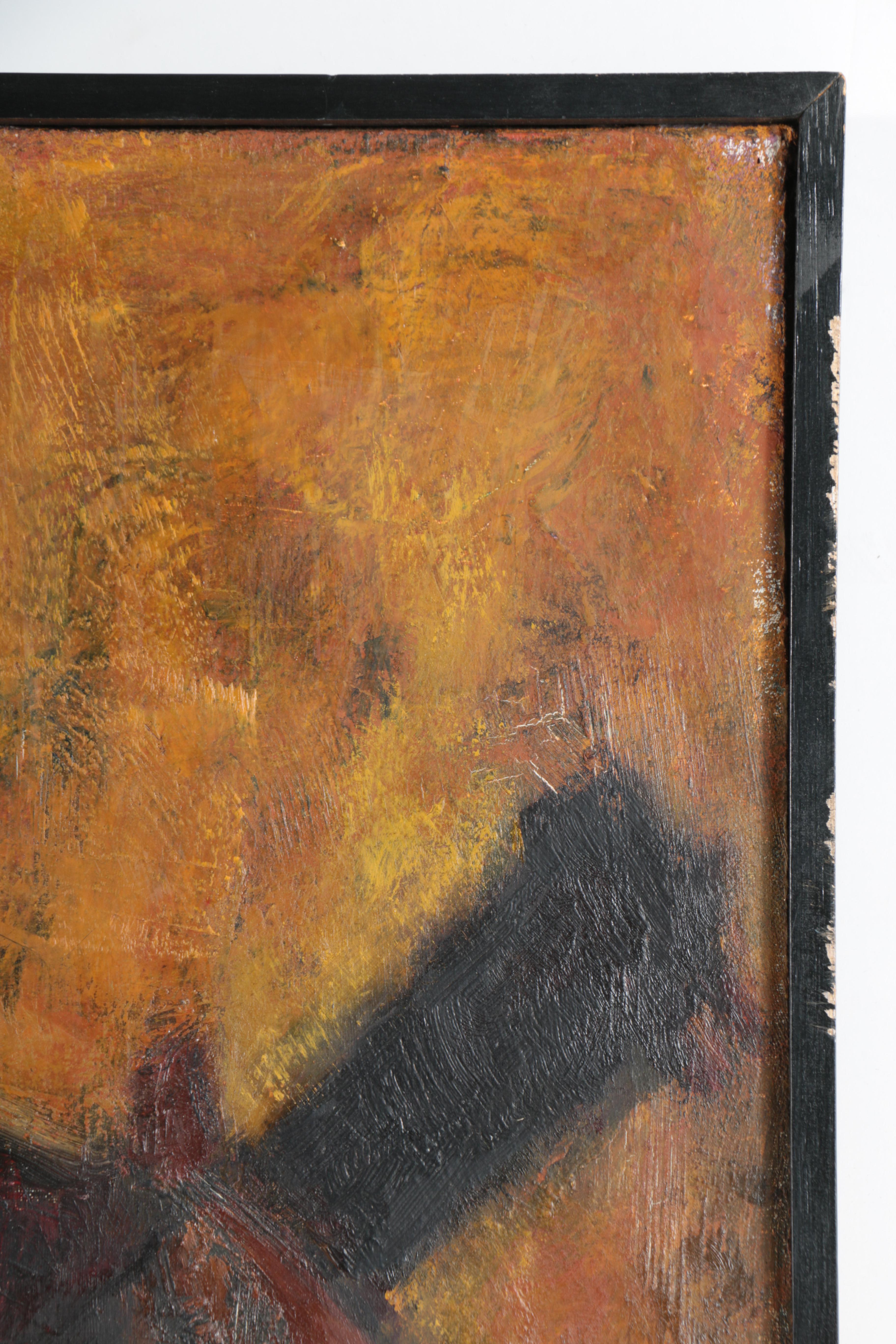 1964 French Acrylic Painting on Canvas of Musicians Performing