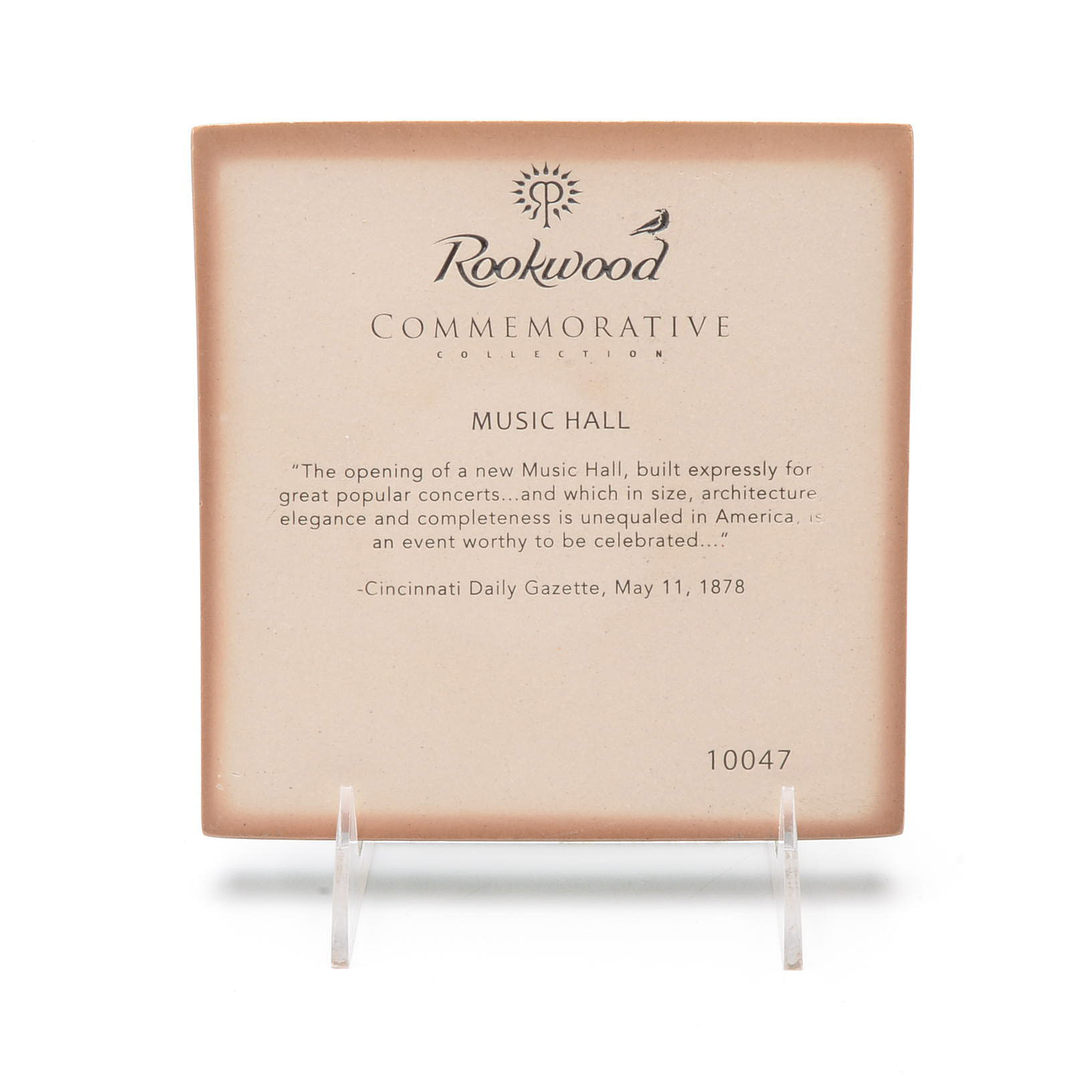 Rookwood Art Pottery Cincinnati Music Hall Tile