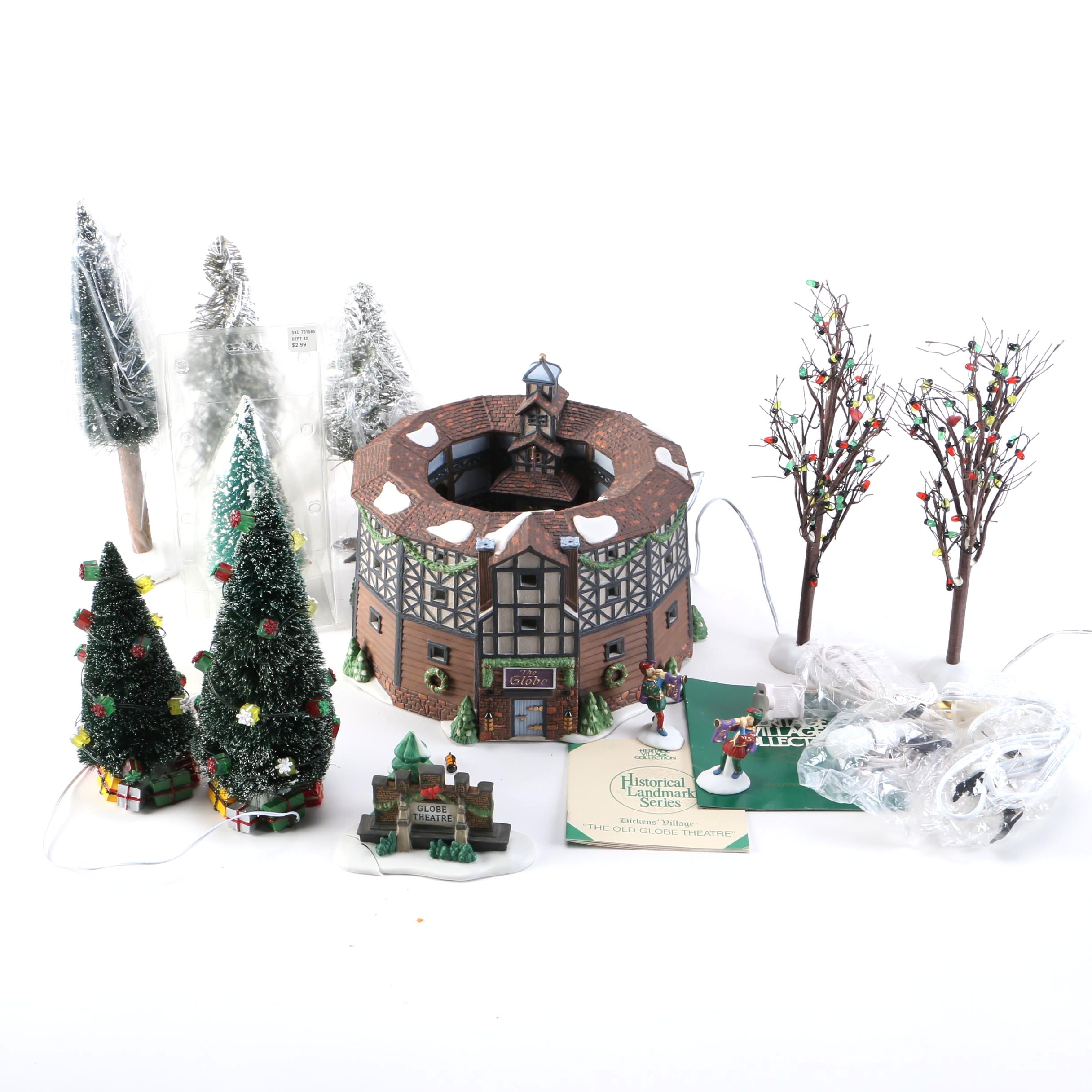 Department 56 Dickens' Village Christmas Decor Including "The Old Globe Theatre"