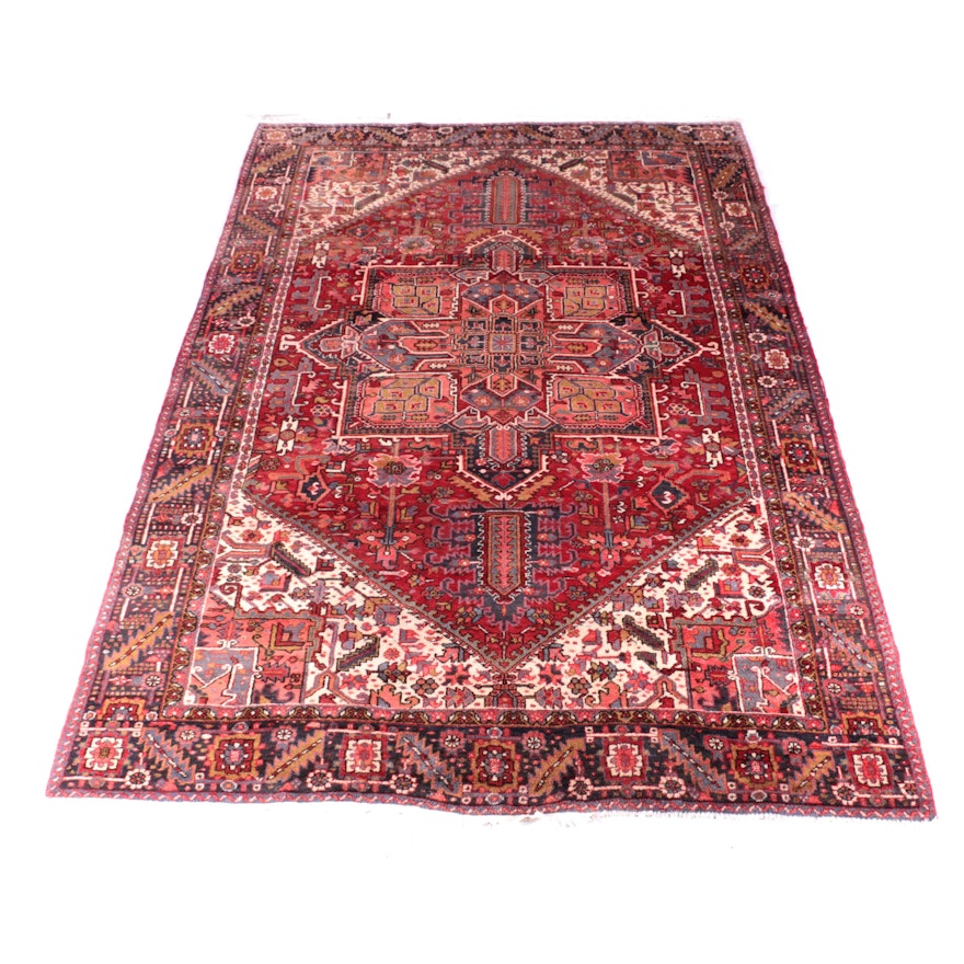 Hand-Knotted Persian Heriz Area Rug