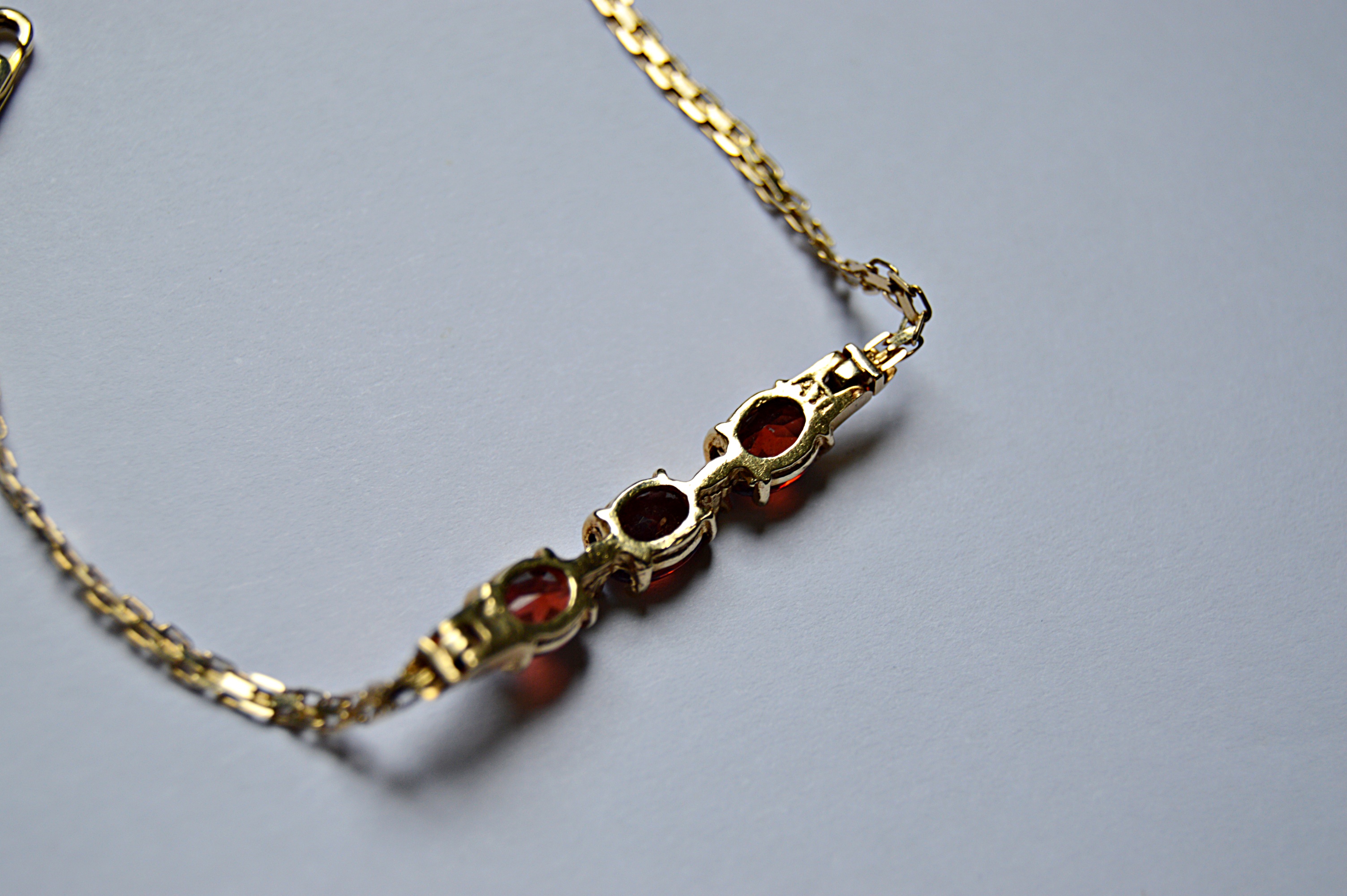14K Yellow Gold, Diamond and Garnet Bracelet