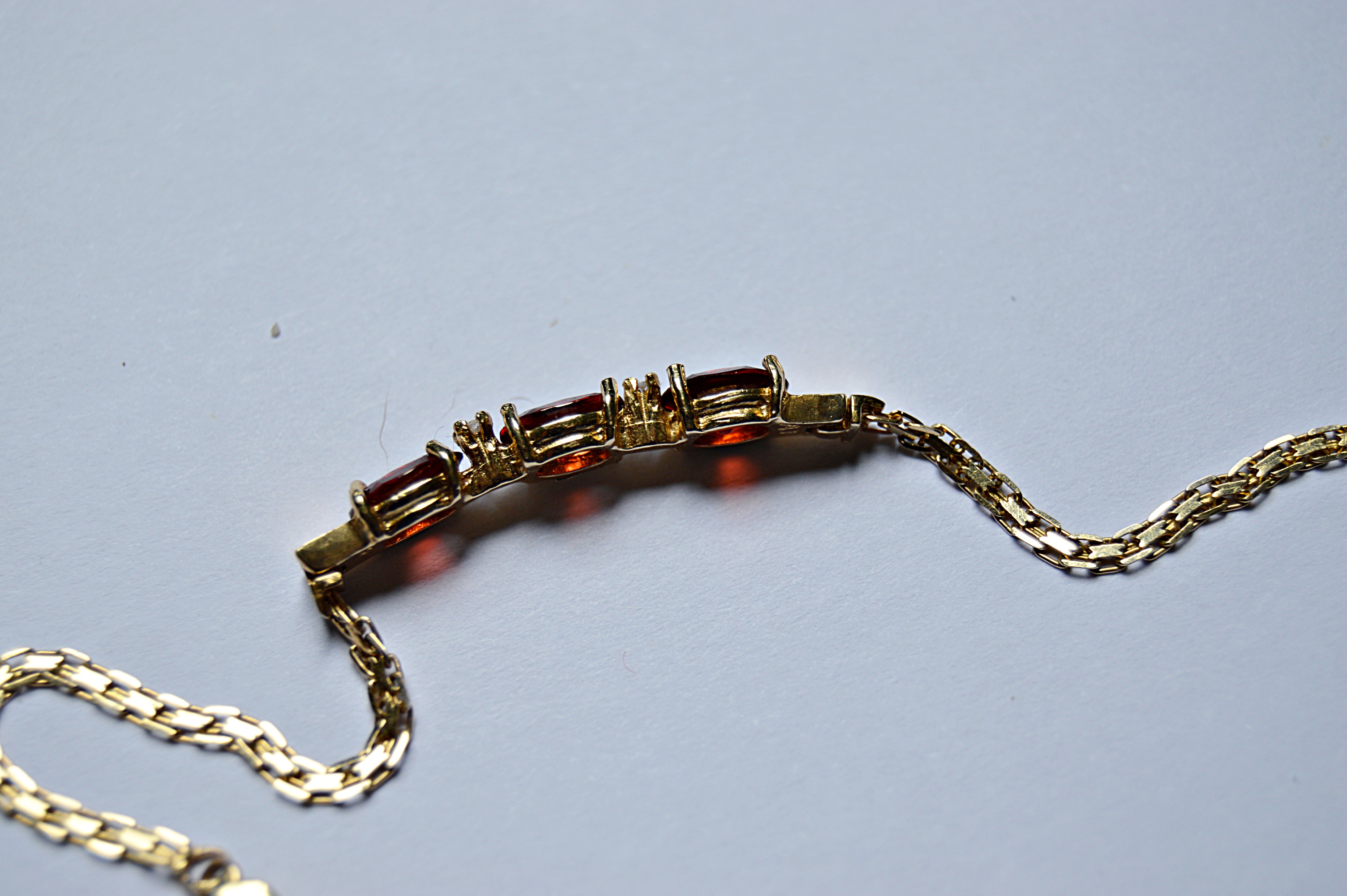14K Yellow Gold, Diamond and Garnet Bracelet