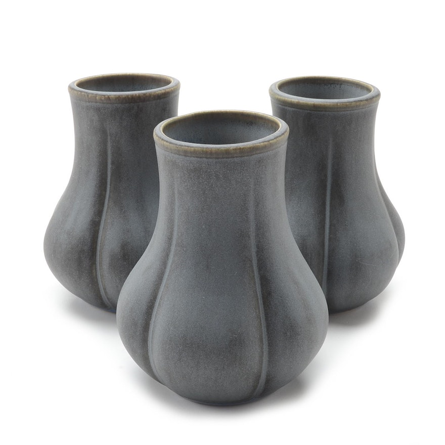 Three Contemporary Rookwood Art Pottery Gray "Clove" Vases