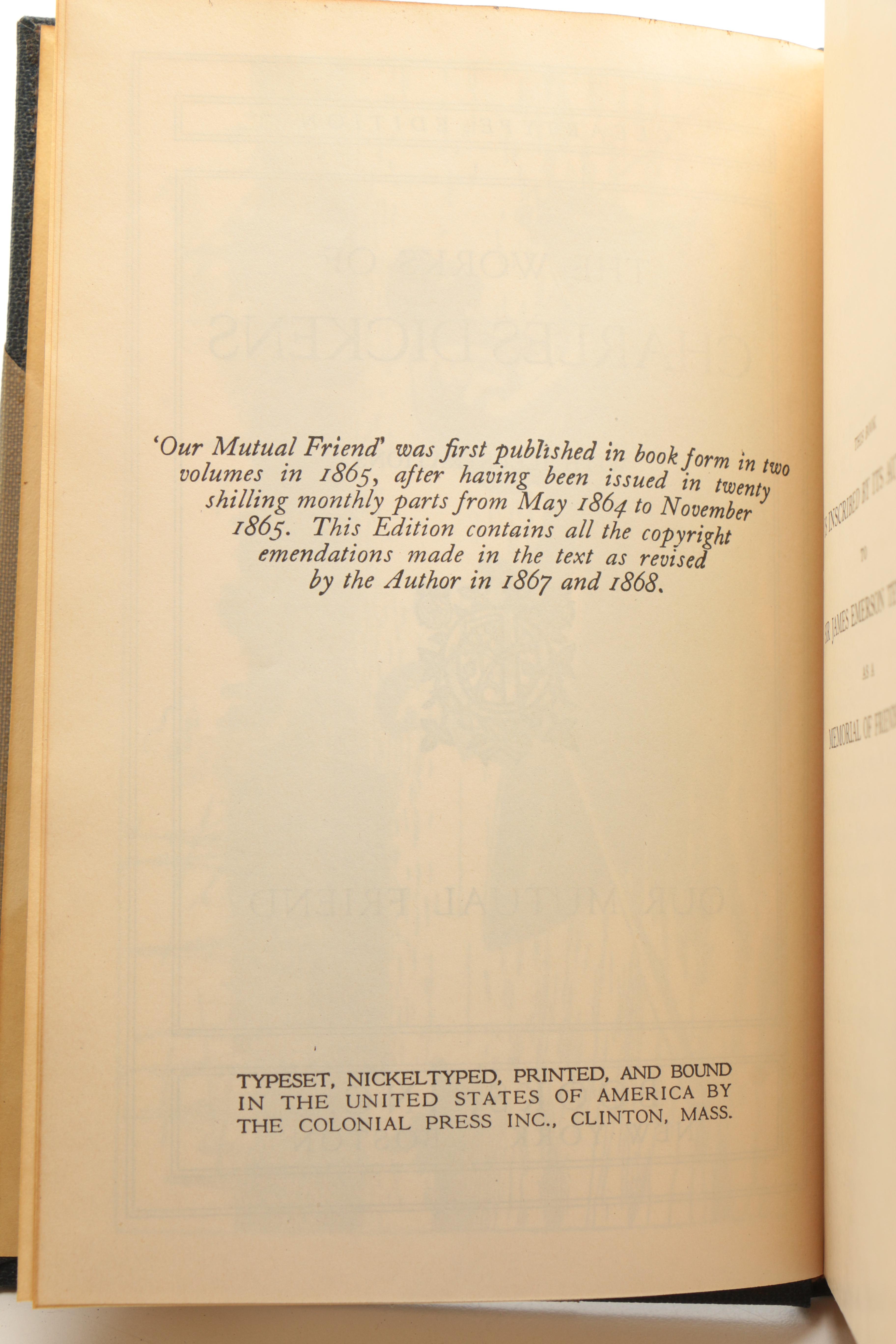 1936 "Cleartype Edition" of "The Works of Charles Dickens"