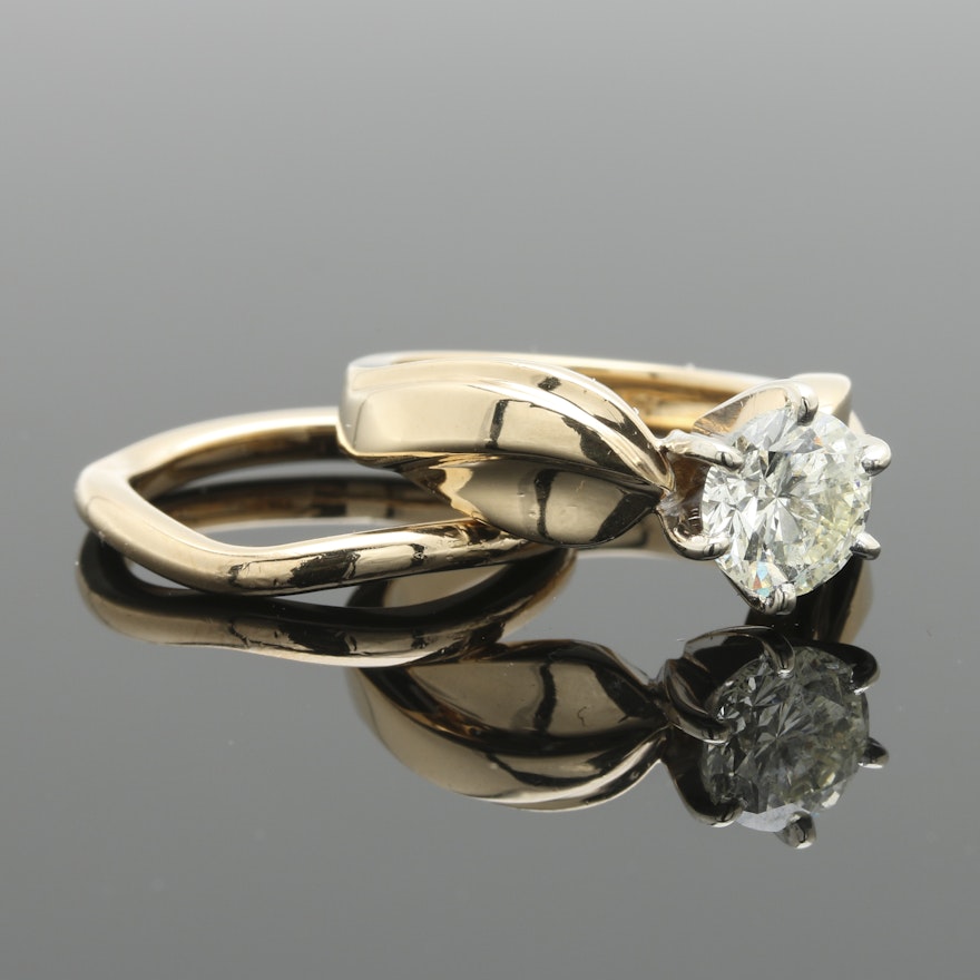 14K Yellow Gold 1.50 CT Diamond Bridal Ring Set