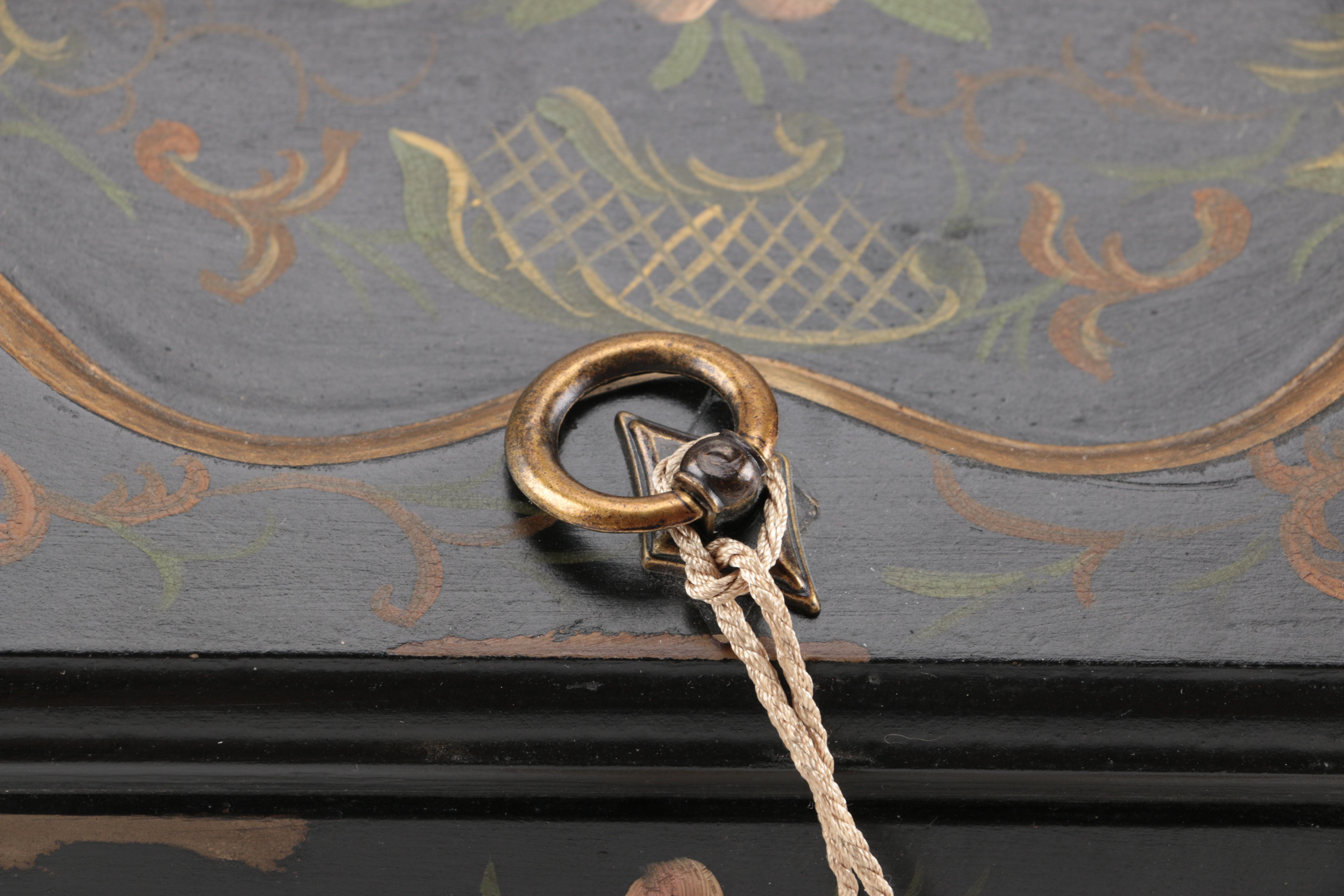 Slant Front Box With Painted Floral Motif