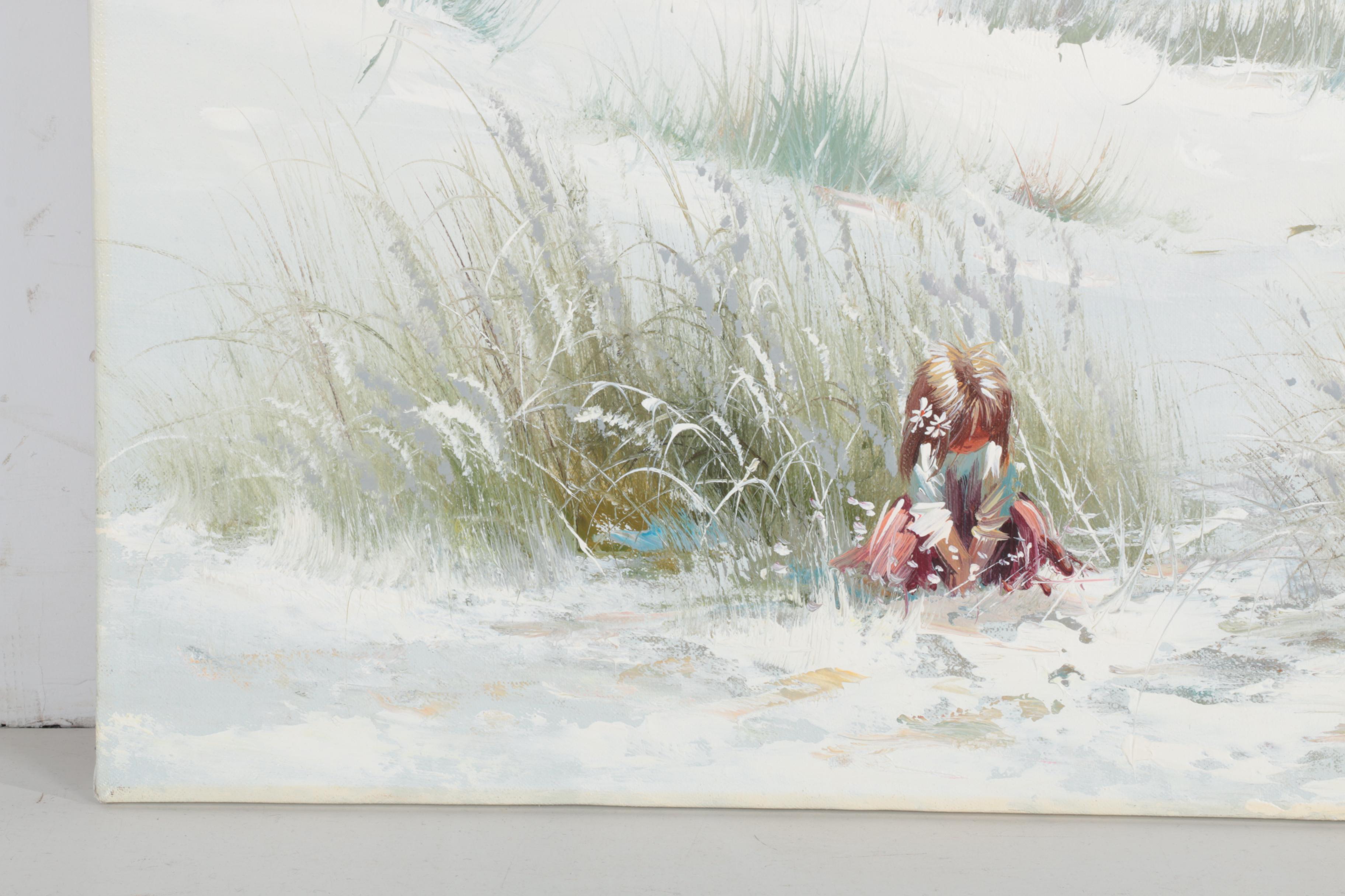 W. Brian Oil Paintings of Beach Scenes with Children