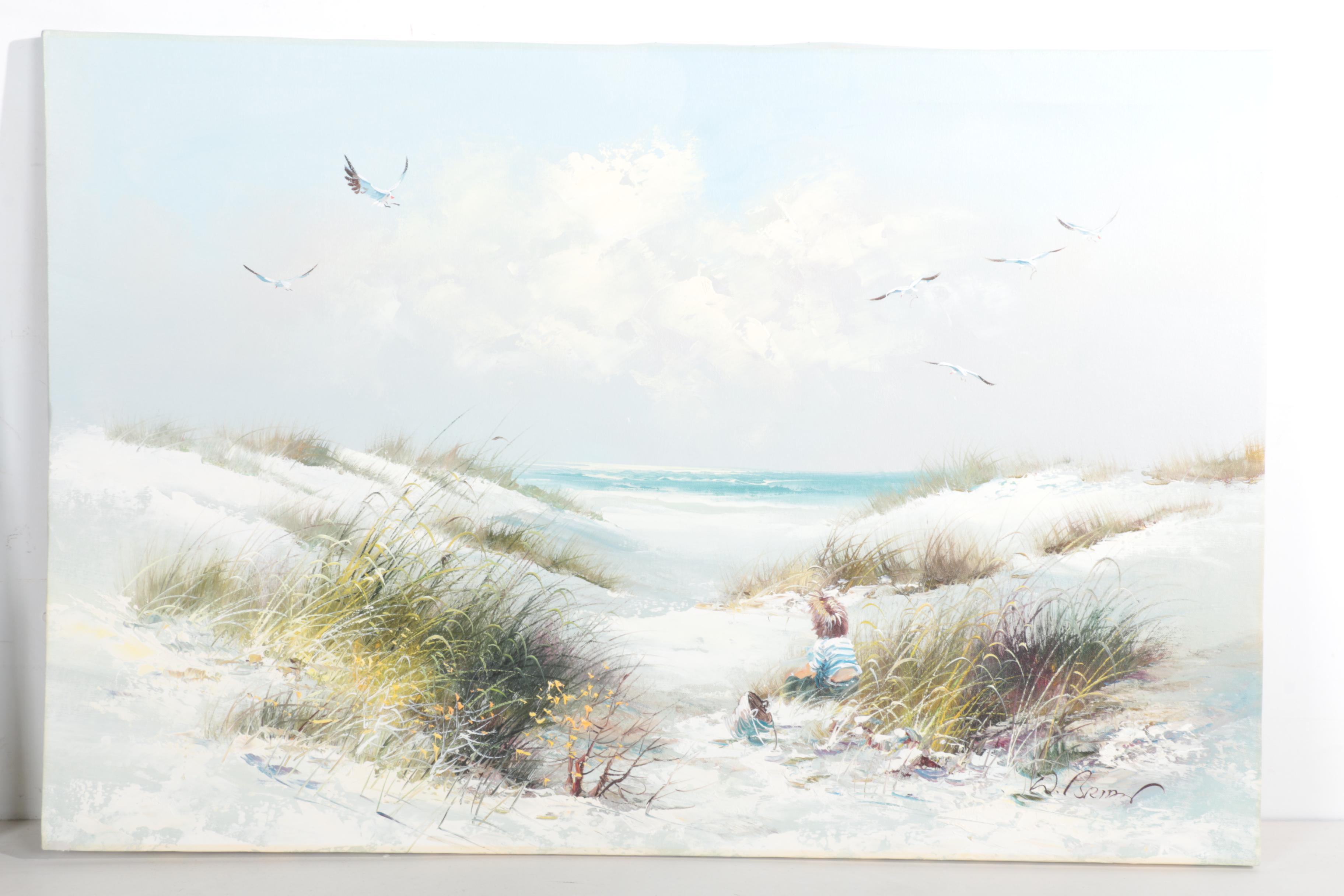 W. Brian Oil Paintings of Beach Scenes with Children