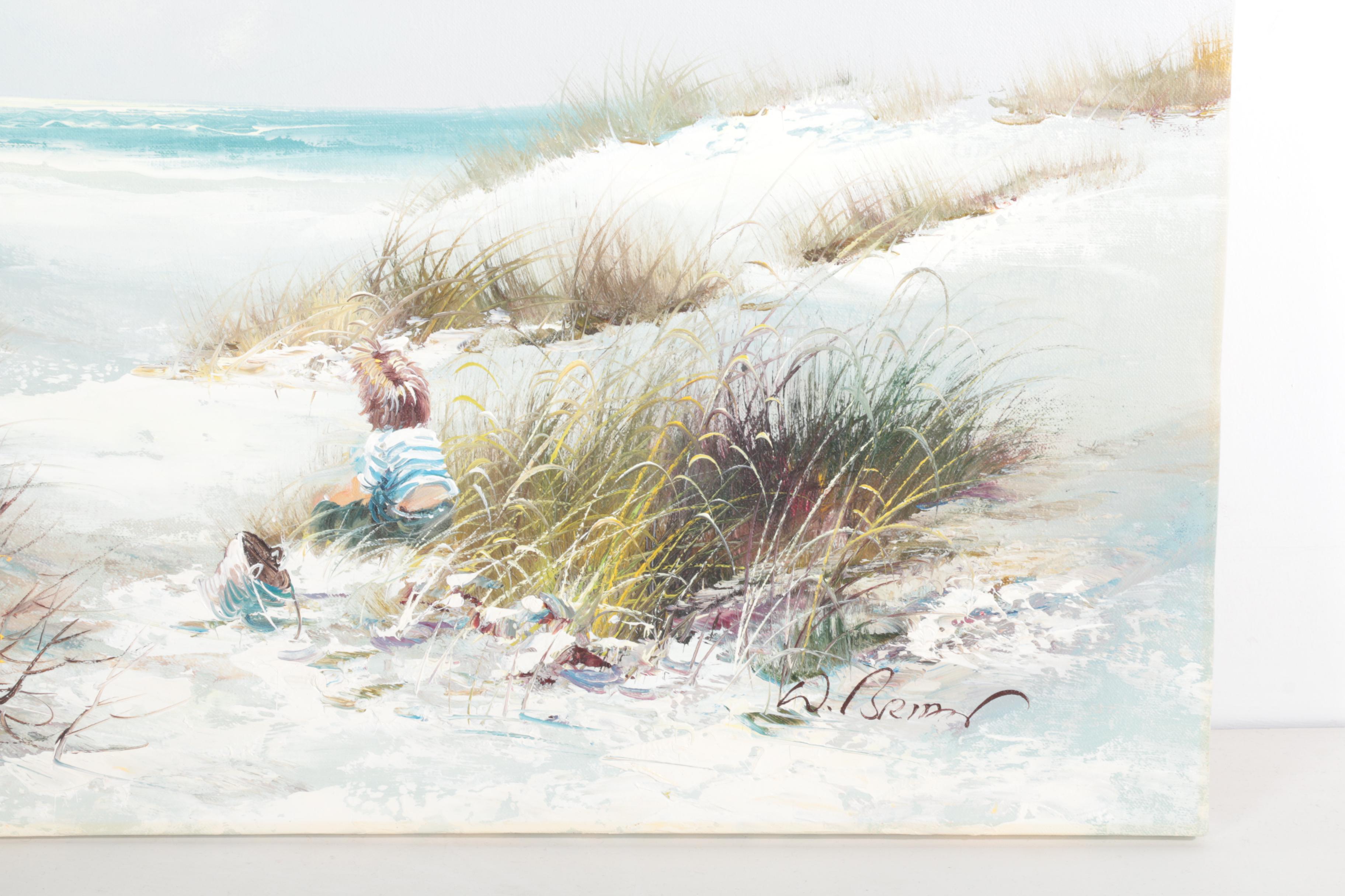 W. Brian Oil Paintings of Beach Scenes with Children