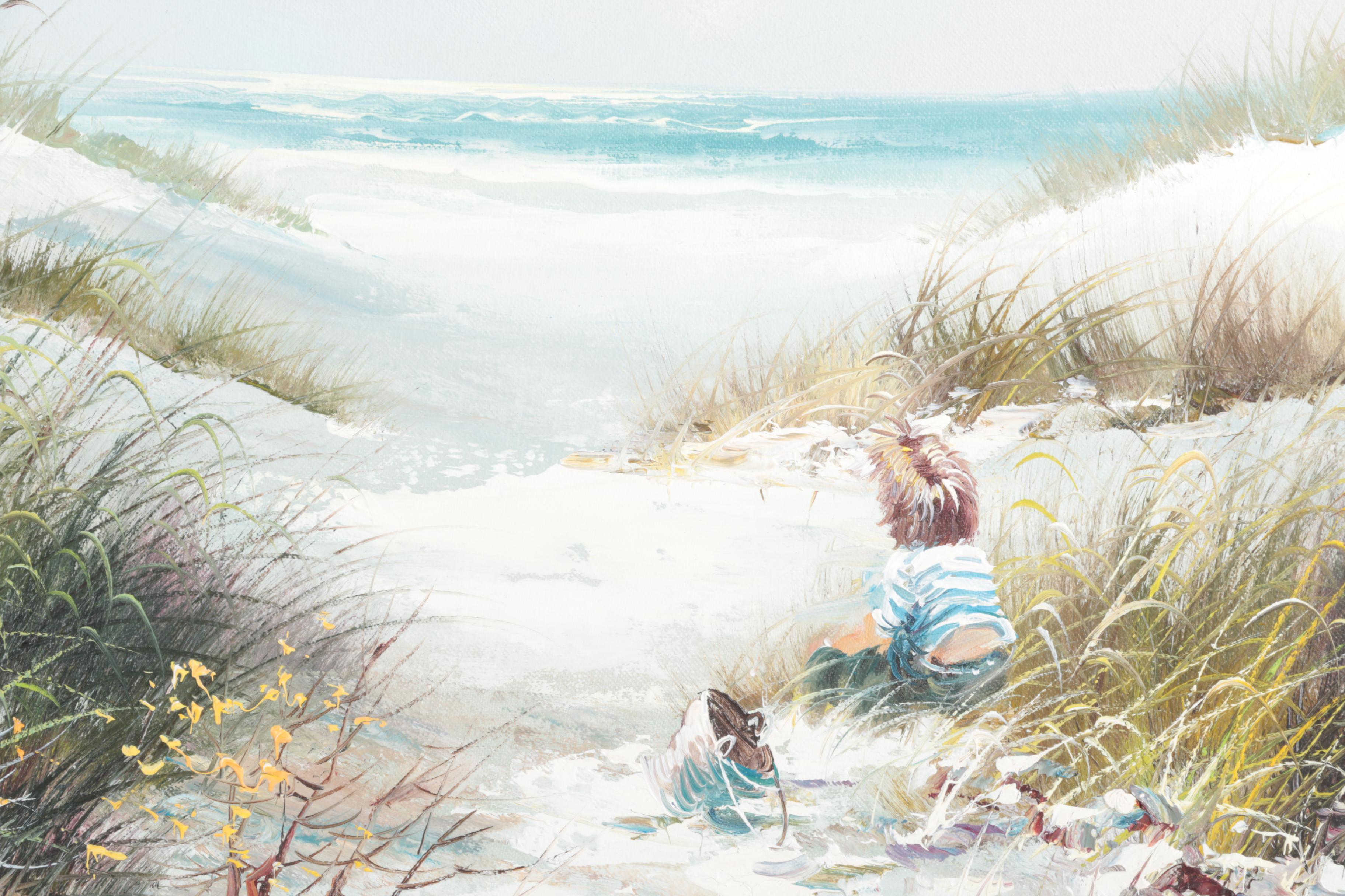 W. Brian Oil Paintings of Beach Scenes with Children