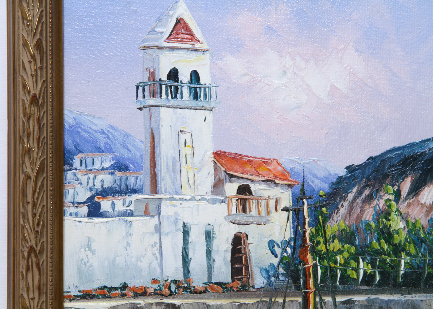 Y. Doukas Oil on Canvas Painting of Mediterranean Coast