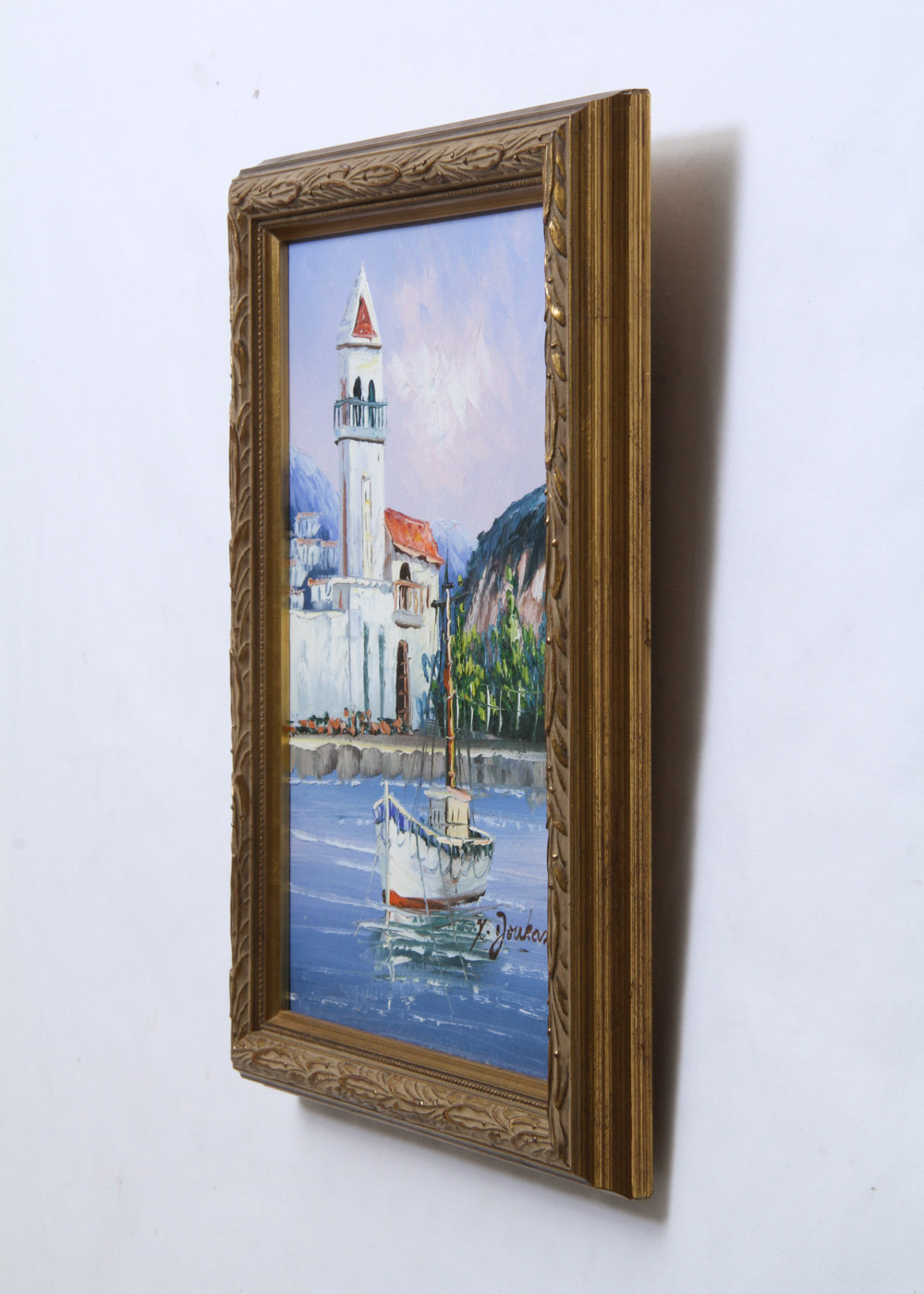 Y. Doukas Oil on Canvas Painting of Mediterranean Coast