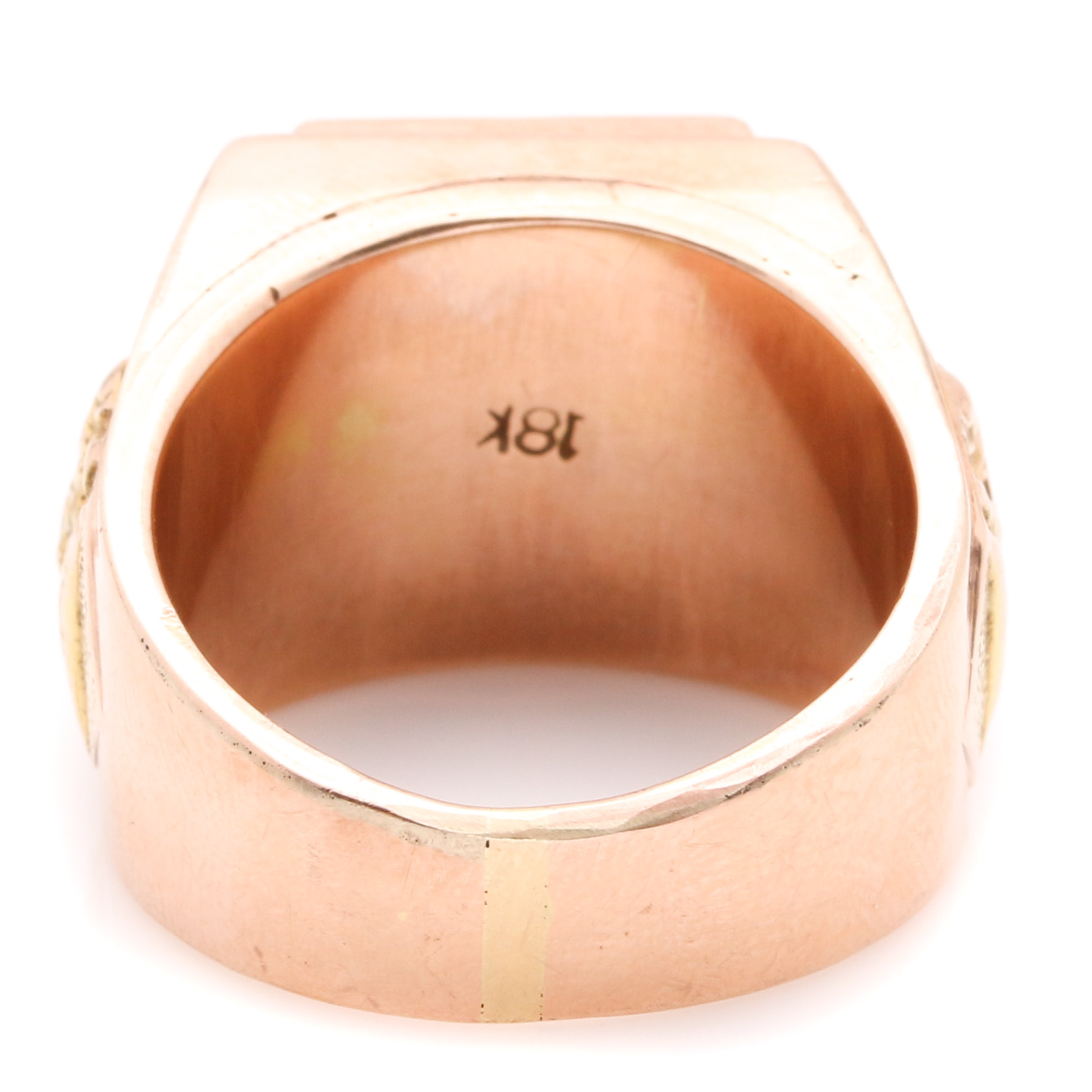 14K Two Tone Gold Chinese Good Fortune Signet Ring