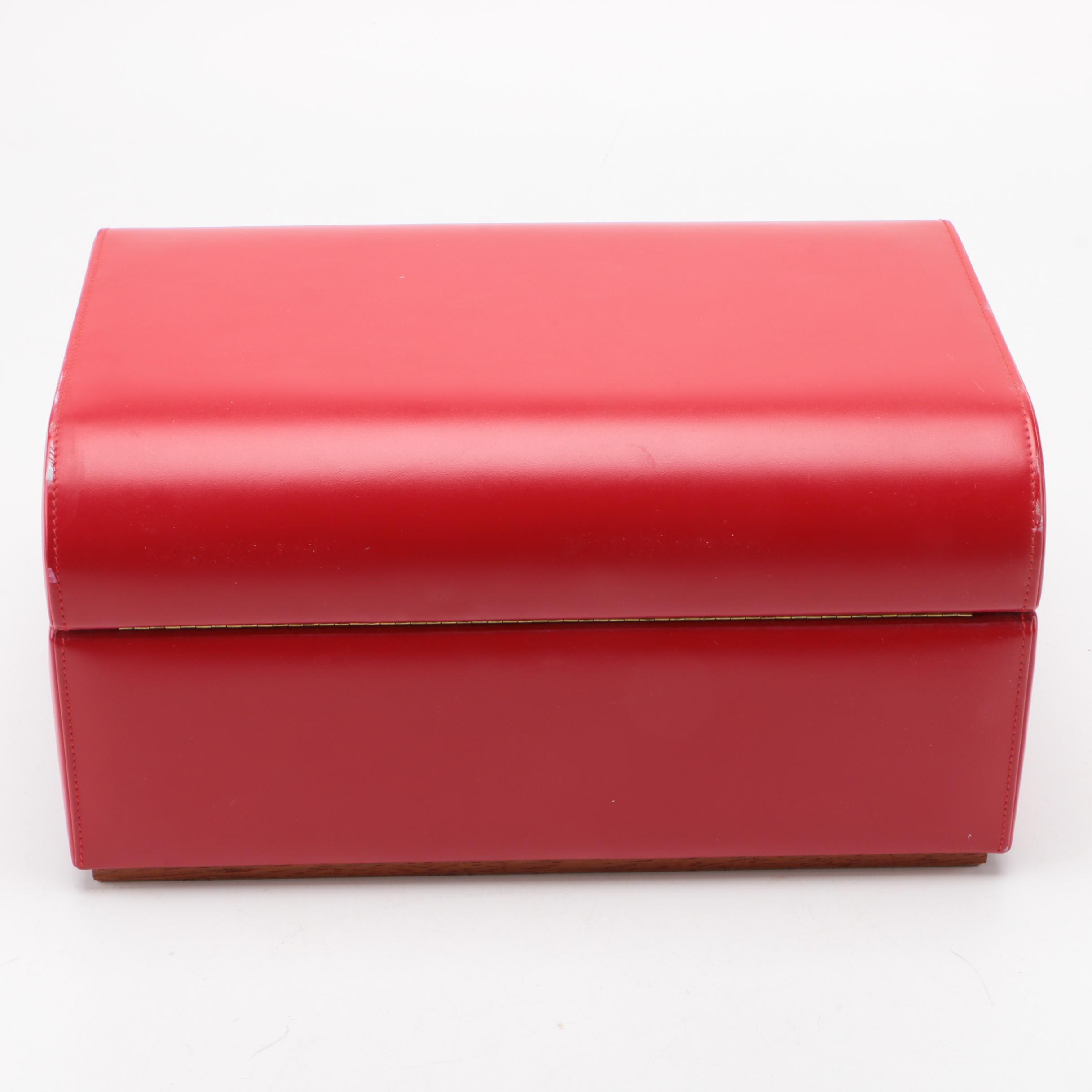 Agresti Red Leather Jewelry Box