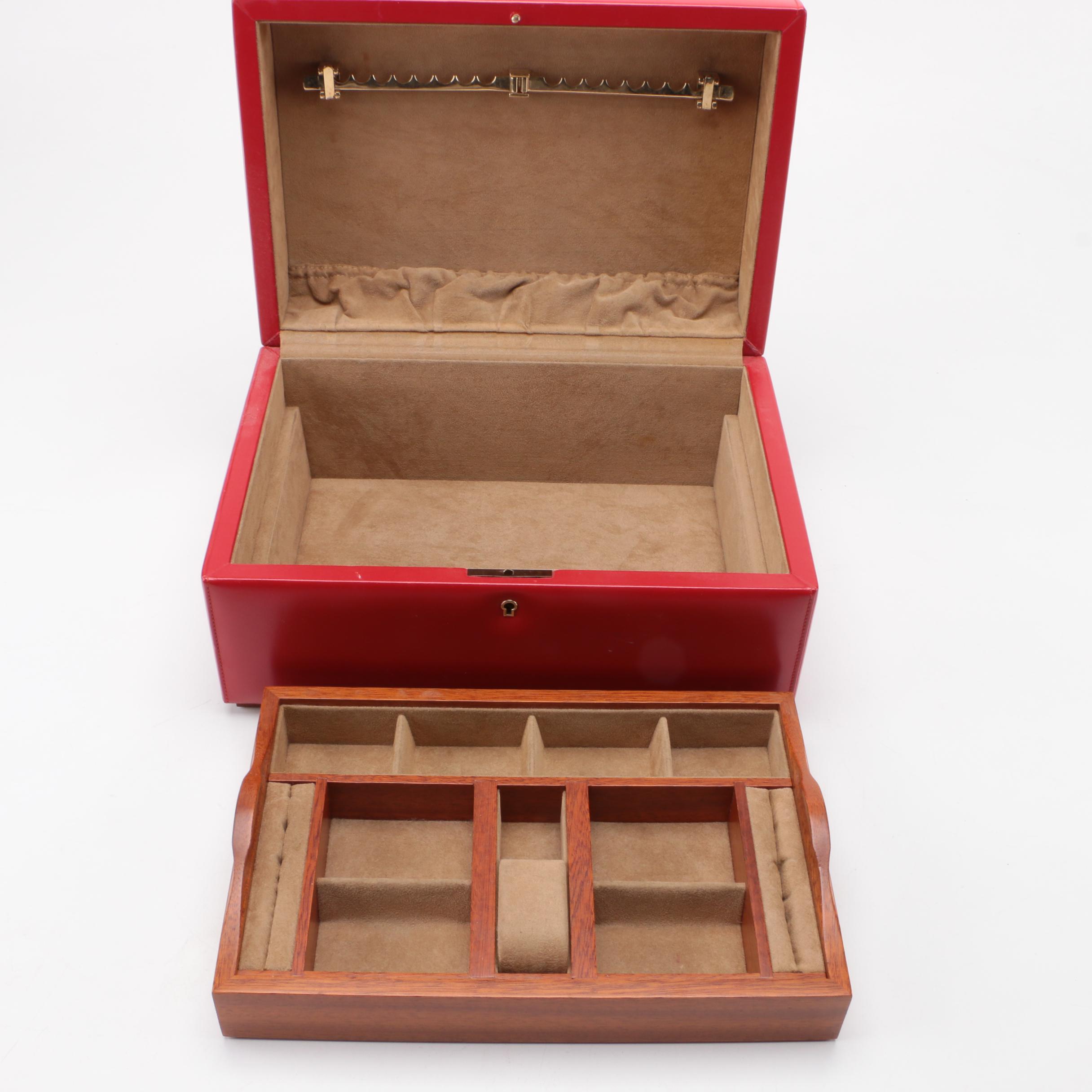 Agresti Red Leather Jewelry Box