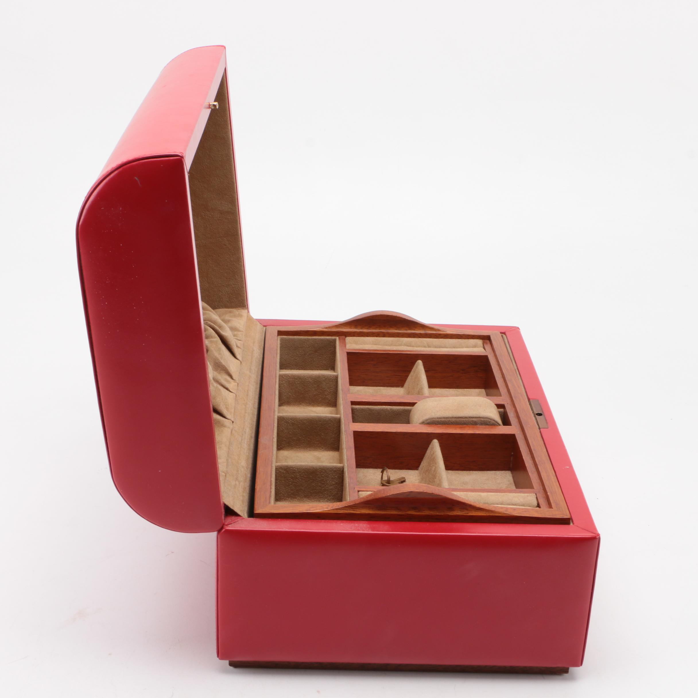 Agresti Red Leather Jewelry Box
